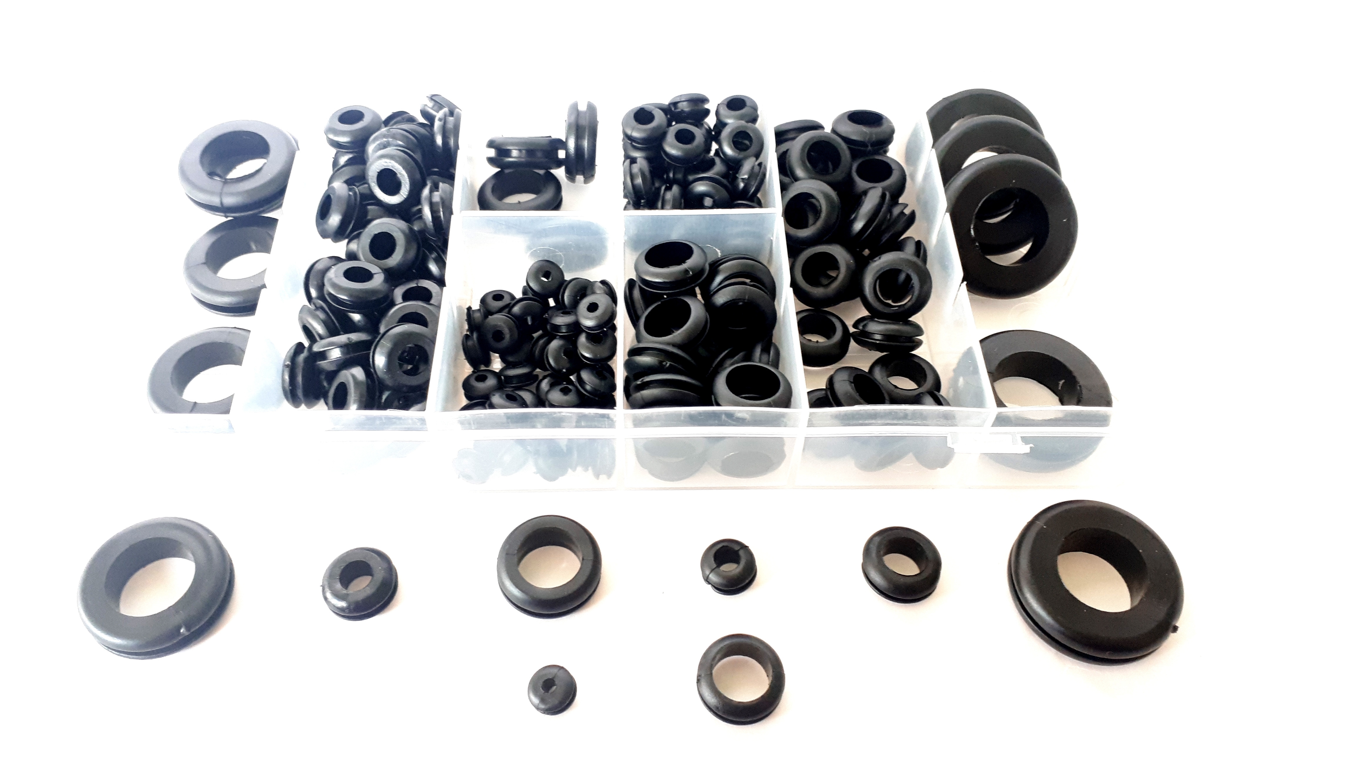 180-tlg. Durchgangstüllen Sortiment Gummi-Tüllen Set-Box Kabel Durchführung Satz