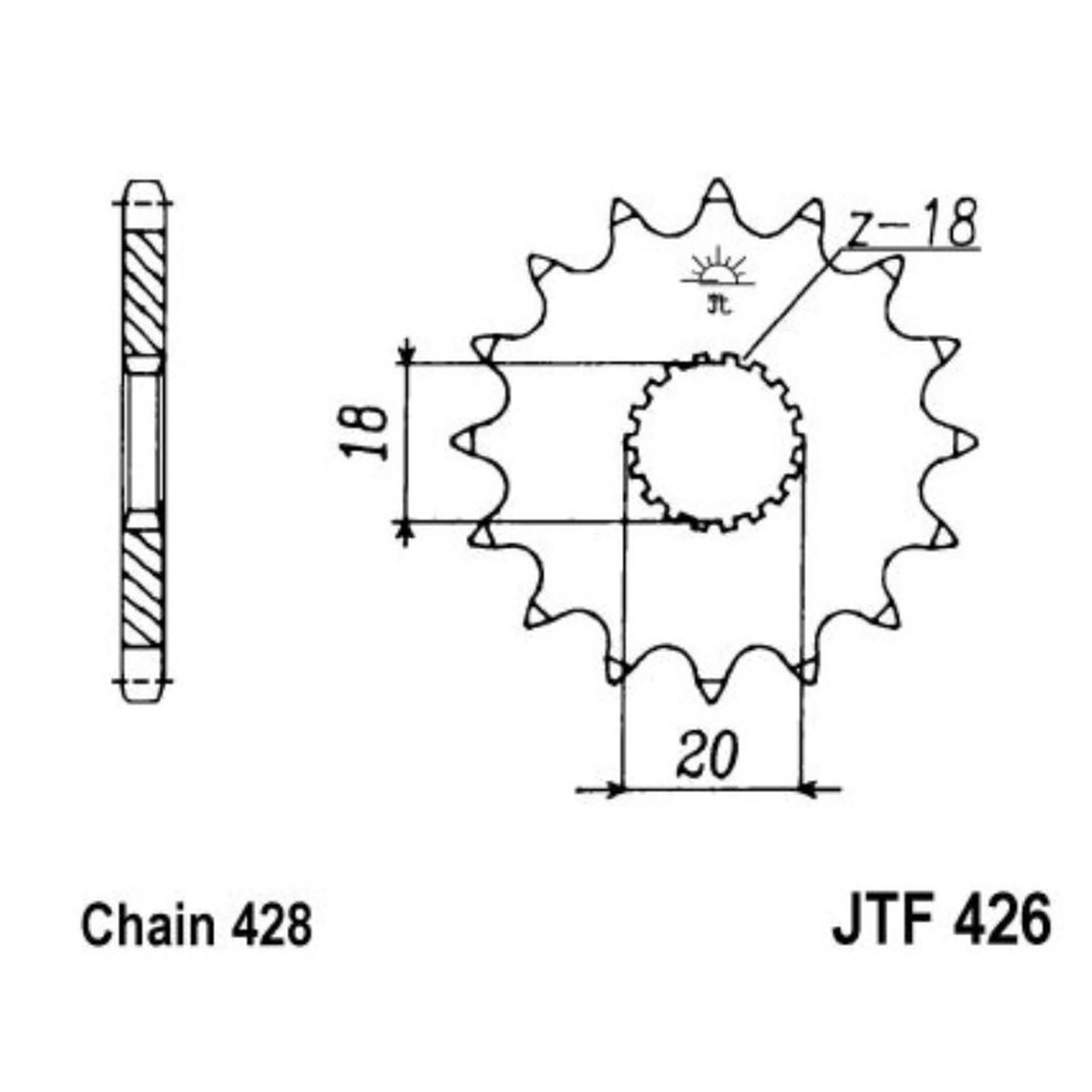 JT Ritzel 16 Zähne  Teilung 428  / 426.16 JT Sprockets