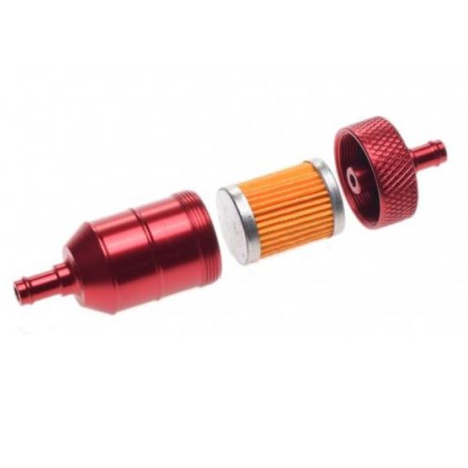 Mini CNC Kraftsstofffilter Benzinfilter 6mm Alu rot Motorrad Moped Quad ATV