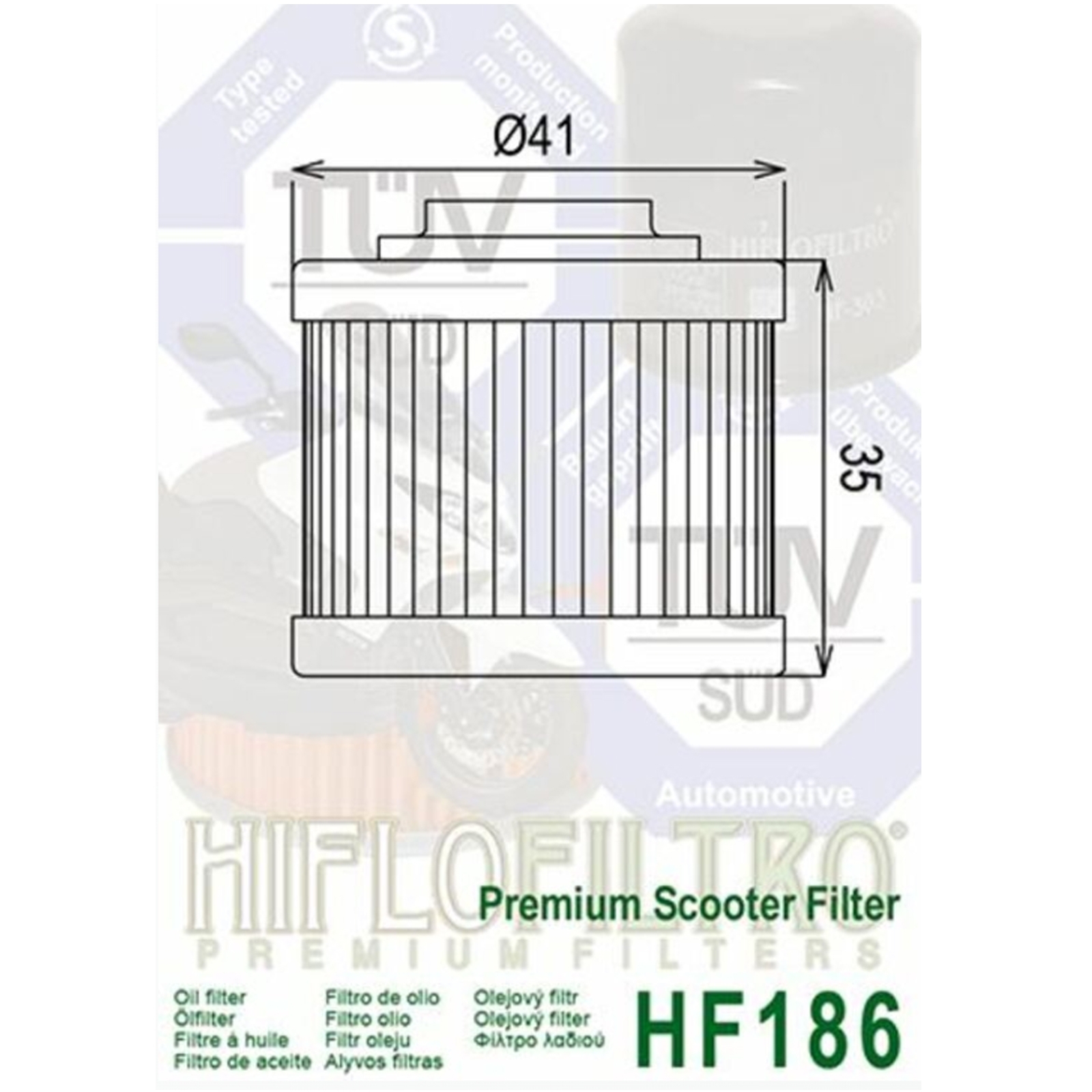 HIFLO HF186 Ölfilter für Aprilia Scarabeo 125 i.e. 2009-2012 Scarabeo 200 i.e. 2011-2012