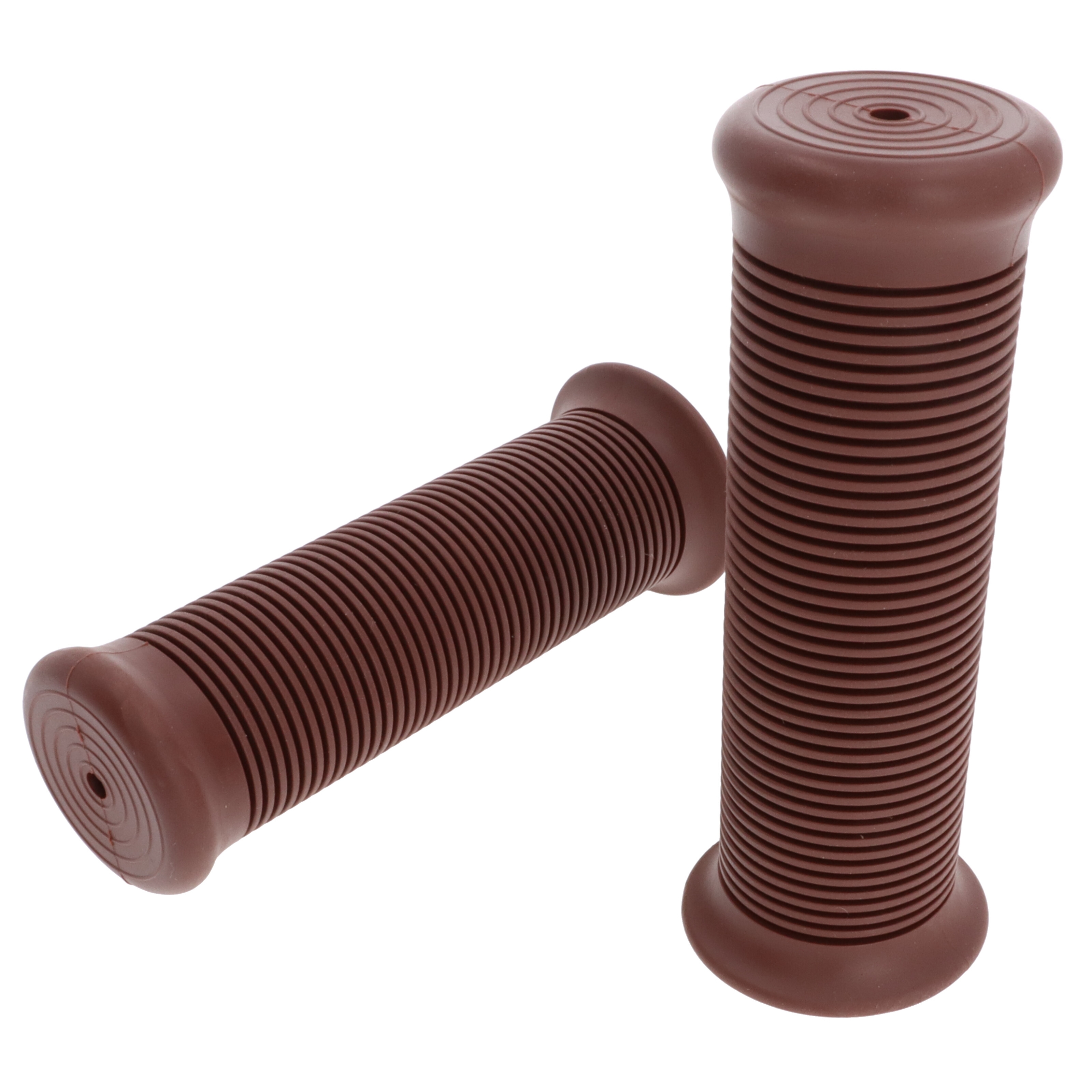 Paar Griffgummis 25mm/28mm geschlossen braun soft im Old-School Design für Motorrrad Roller