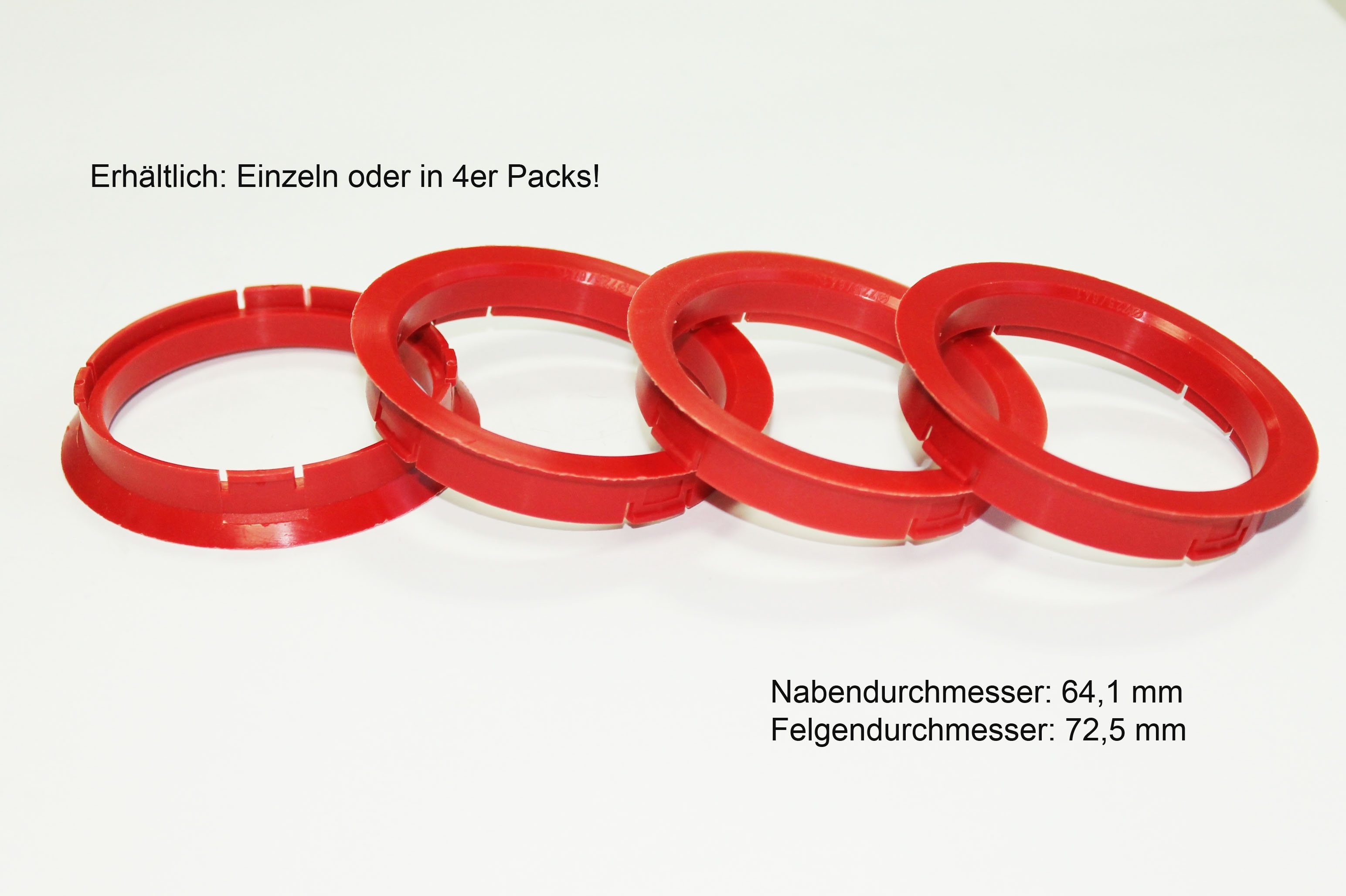 4 X Zentrierring R17 ROT 72,5mm x 64,1mm