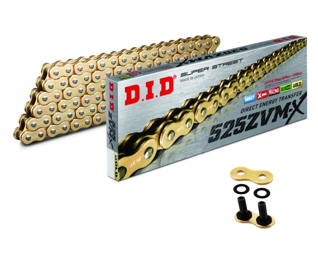 DID ZVMX X-Ringkette verstärkt gold 525 Teilung 120 Glieder offen +Nietschloss