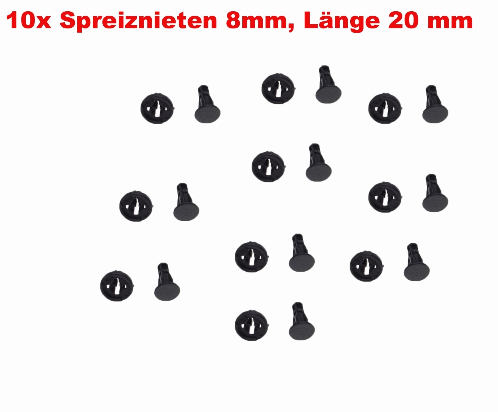 10x Spreiznieten 8mm Spreitznieten Kunststoffnieten für Motorrad Roller
