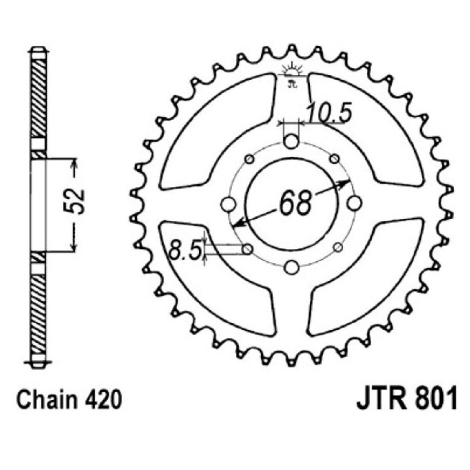 JT Kettenrad 51 Zähne Teilung 420 / JTR801.51 JT Sprockets