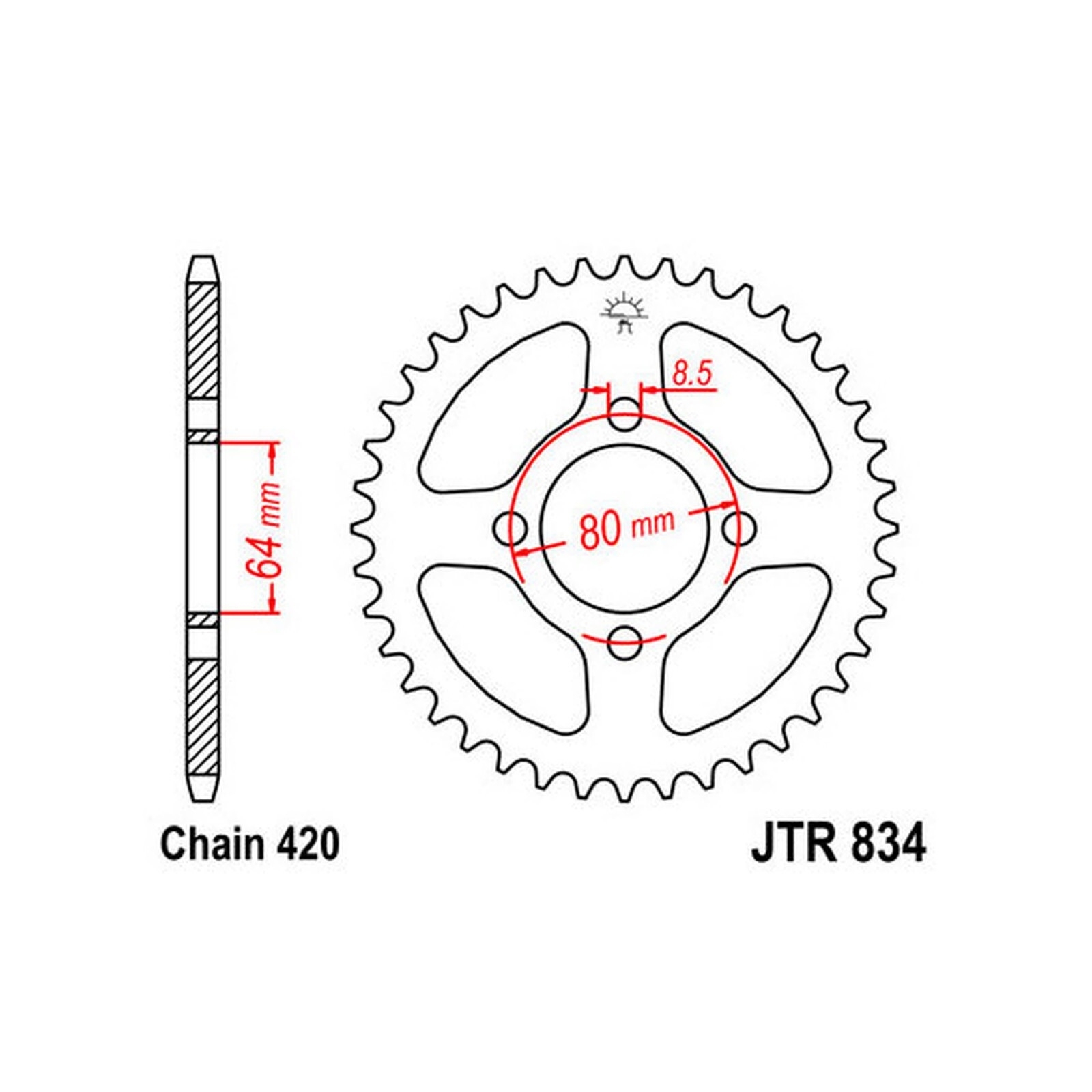 JT Kettenrad 45 Zähne Teilung 420 / JTR834.45 JT Sprockets