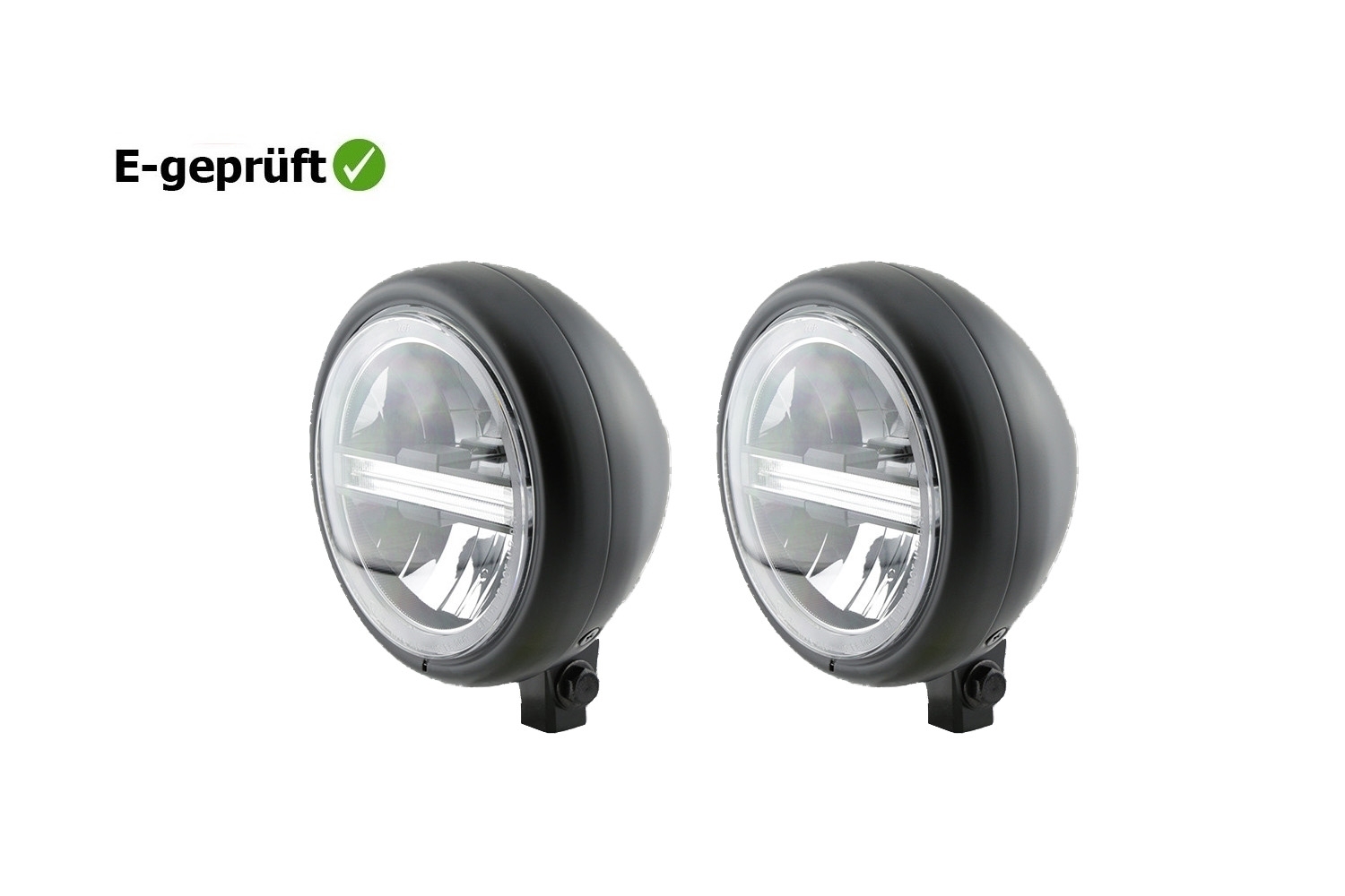 1 PAAR HIGHSIDER 5 3/4 Zoll LED-Scheinwerfer PECOS TYP 6 mit TFL, schwarz matt