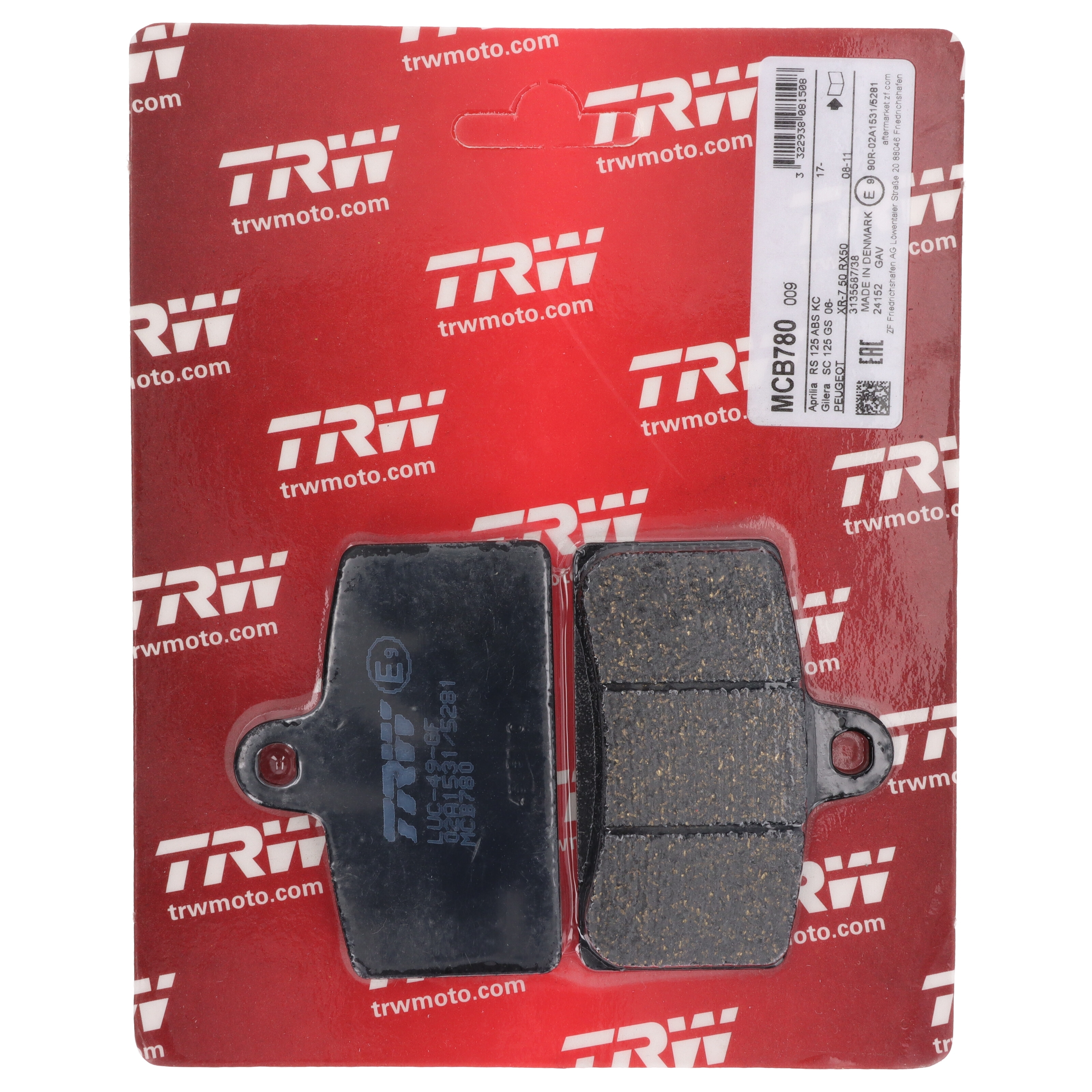 TRW MCB780 Bremsbeläge vorne für Aprilia 4T RS125 RS4 Tuono Derbi GP1 GPR Motorhispania