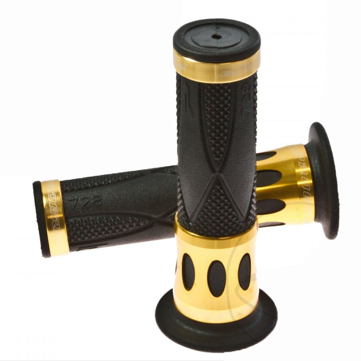 Progrip Roller Motorrad Griffgummis 728.11 schwarz / gold mit Aluring