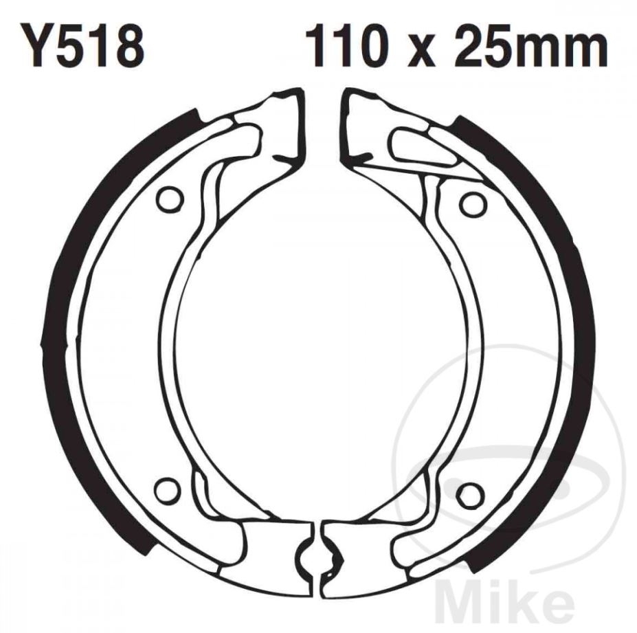 EBC Bremsbacken mit Feder Y518G 110x25mm für Yamaha DT 50 PW 80 SR 125 CY 50