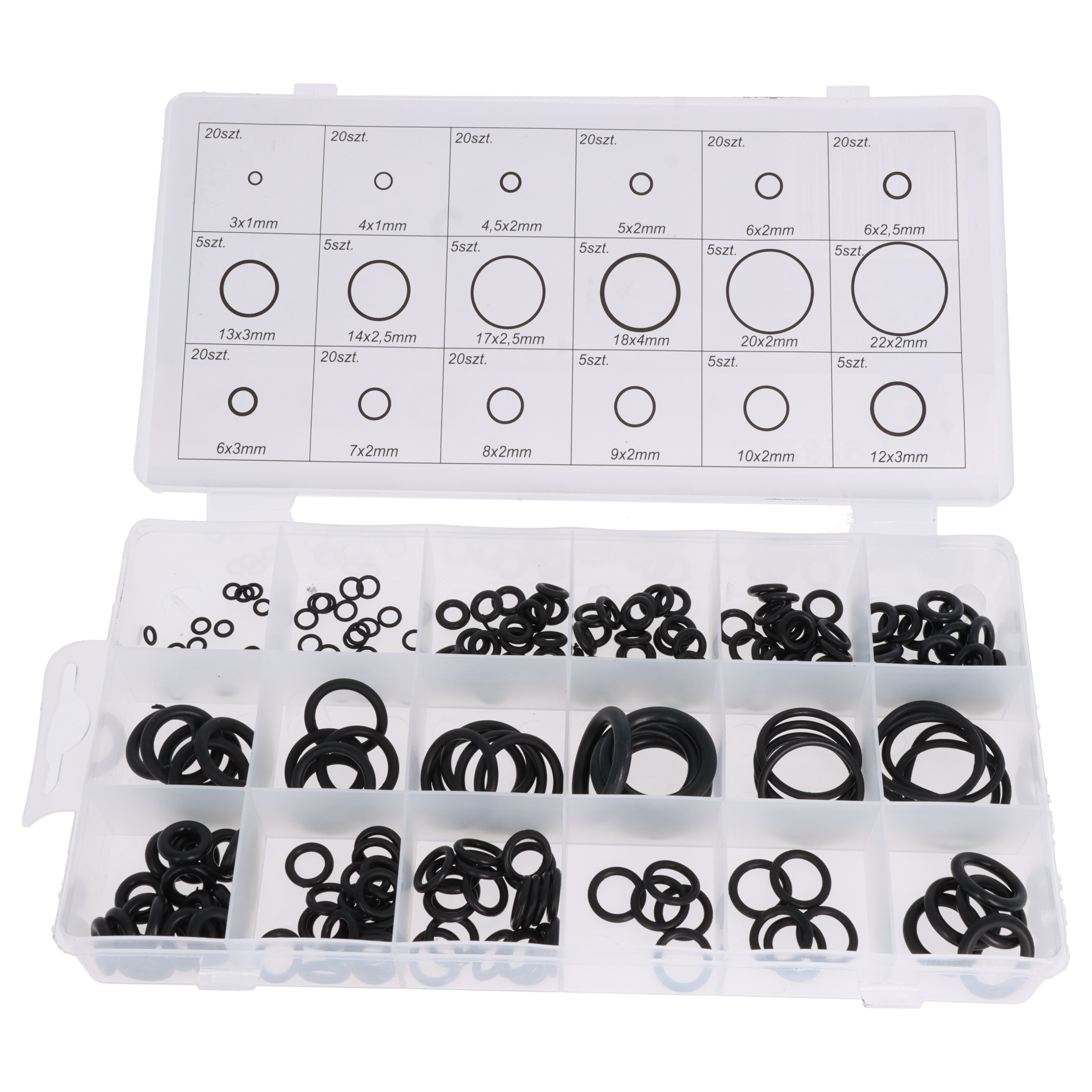 225-teiliges O-Ring Sortiment Dichtungsringe 3-22 mm Klimaanlage Gummidichtung