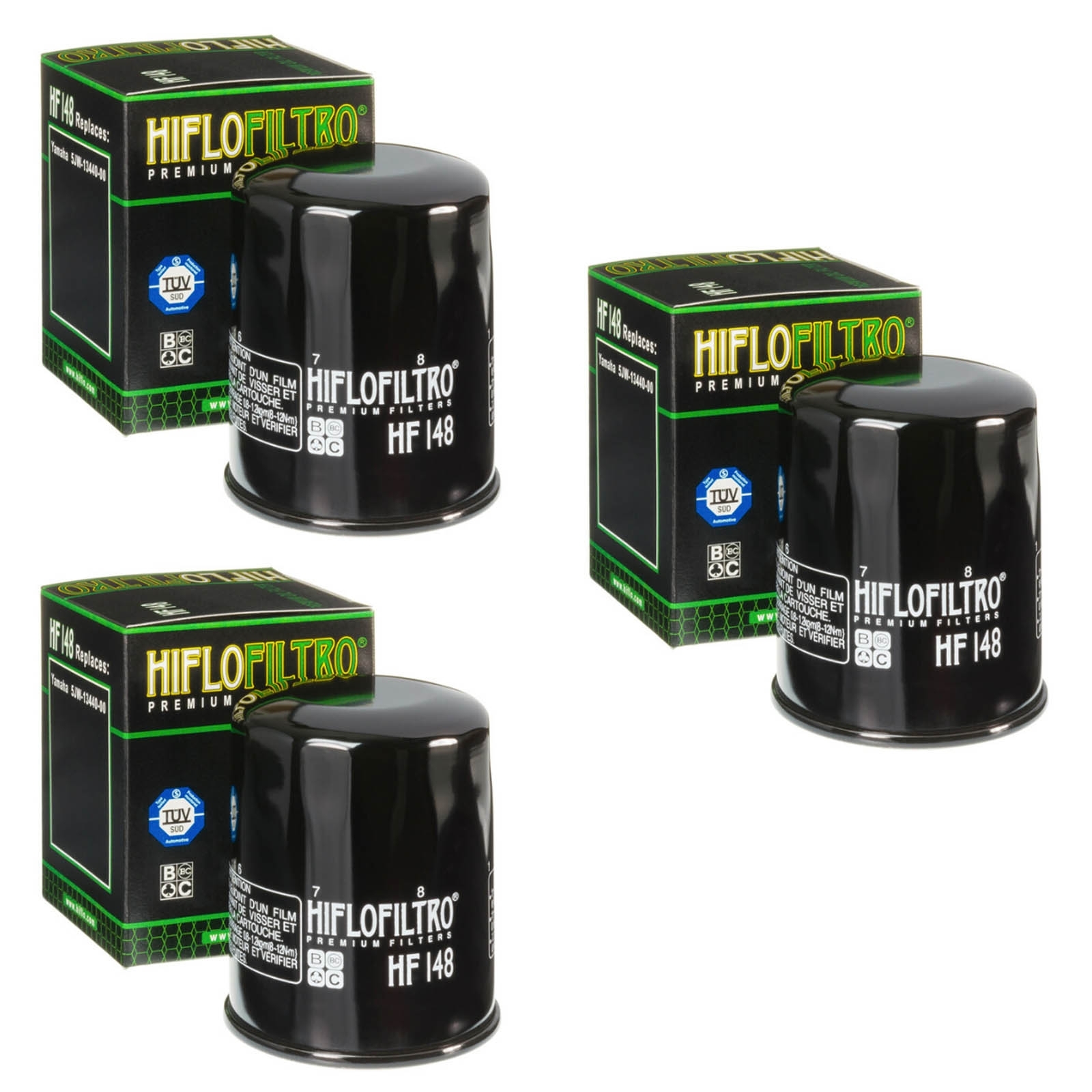 3x Hiflo HF148 Ölfilter für Yamaha FJR 1300 2006 - 2012 TGB Target 550 Blade 500 550