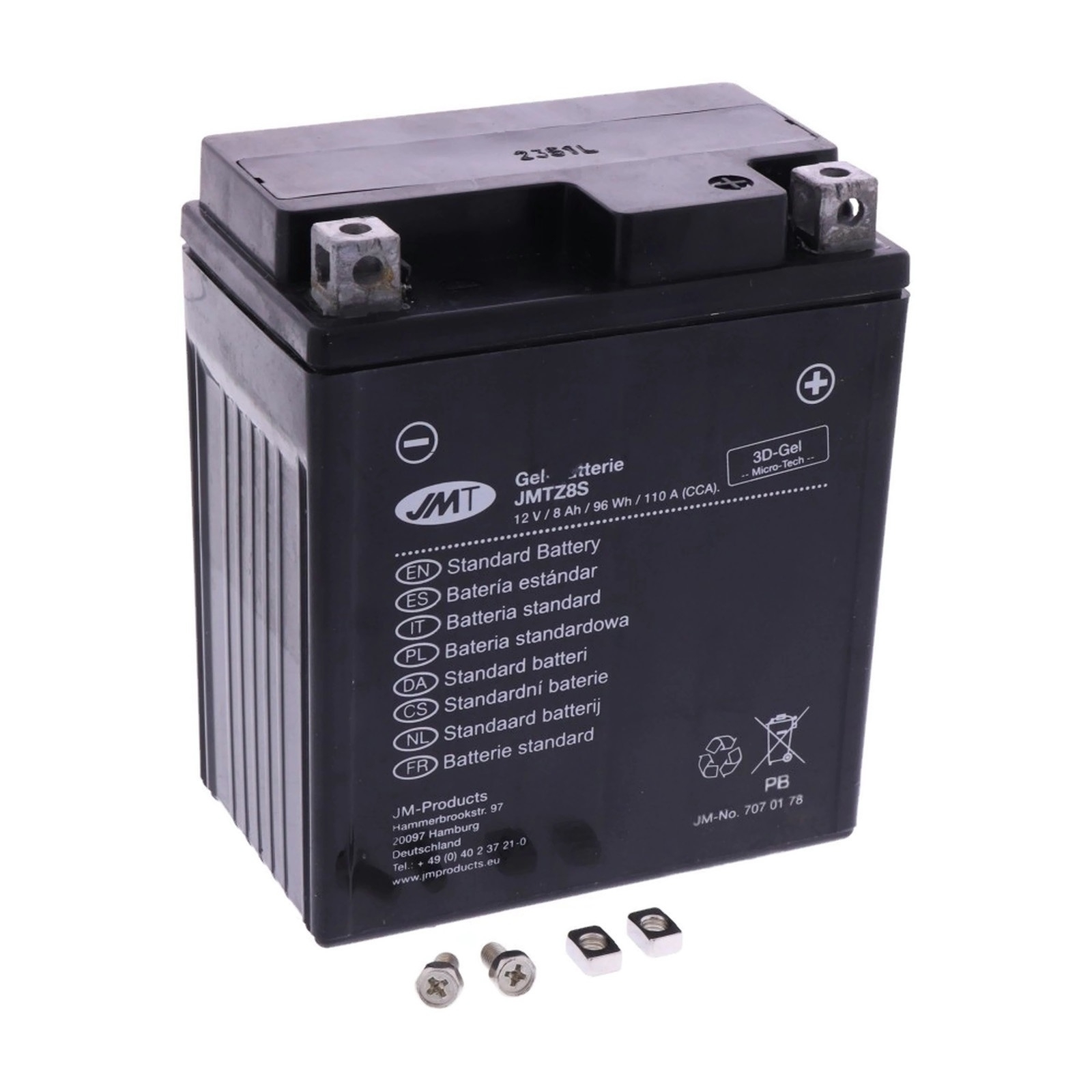 JMT Gel Batterie YTZ8V 12 V 8 Ah 110 A (EN) 113 x 70 x 130 mm