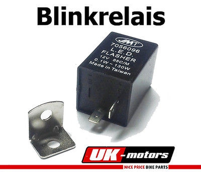 JMT Blinkrelais (2 Poliger Flachstecker-Anschluss) für Standard- und Ledblinker BD14B-0009