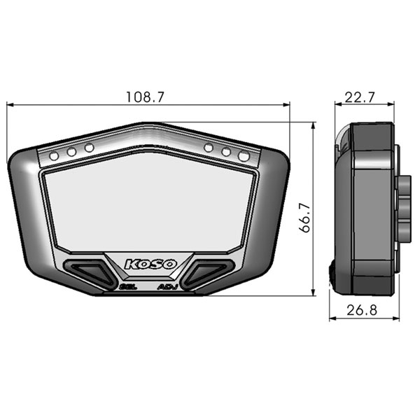 KOSO Digitales Multifunktions-Cockpit DB-02R 12V Version ABE