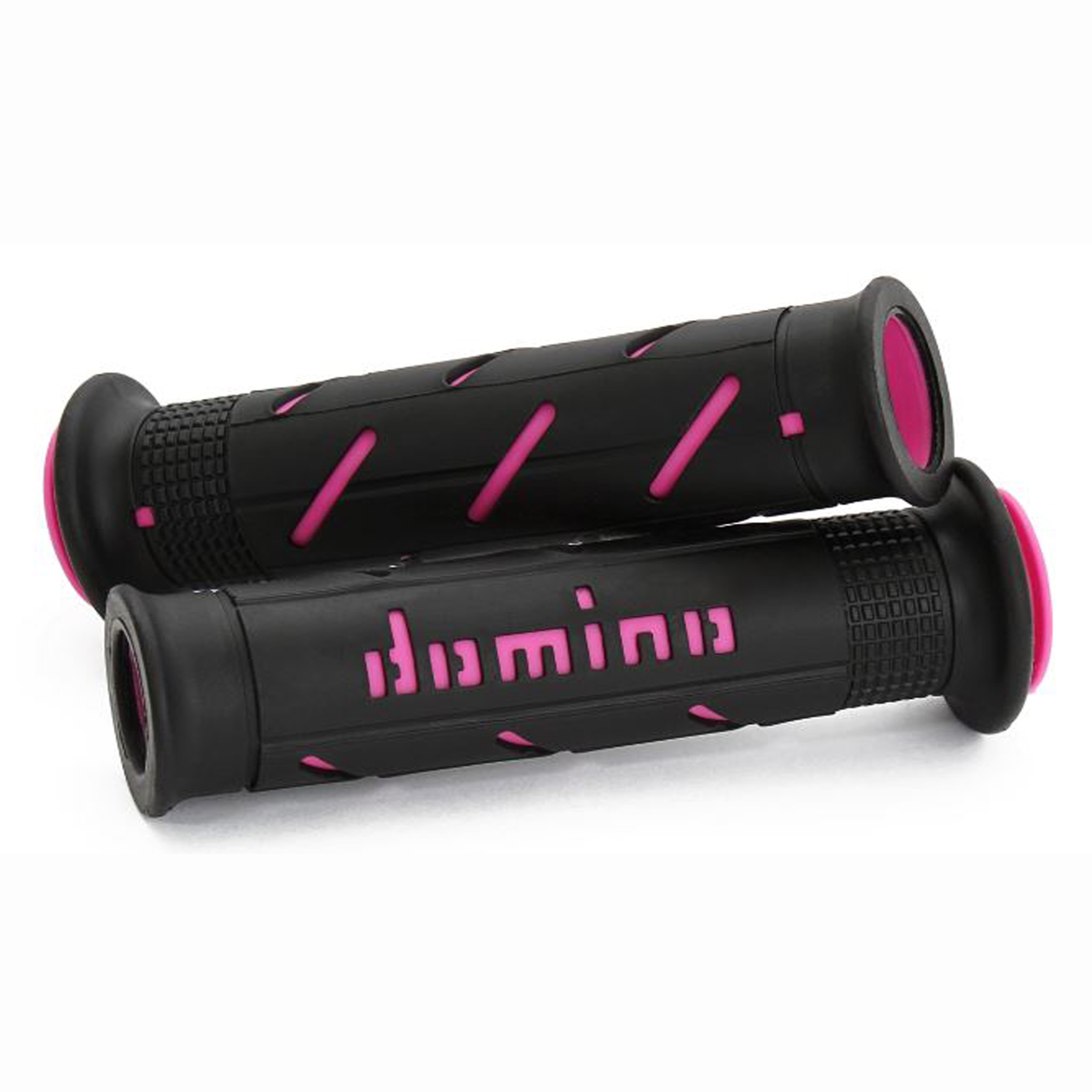 Domino Zweikomponenten Griffgummi Paar Schwarz-Fuchsia 22/26mm für Straßenmotorräder Roller