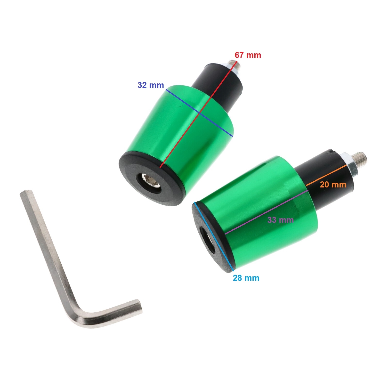 Motorrad Lenkerenden / Lenkergewichte 160g grün Vibrationsdämpfer