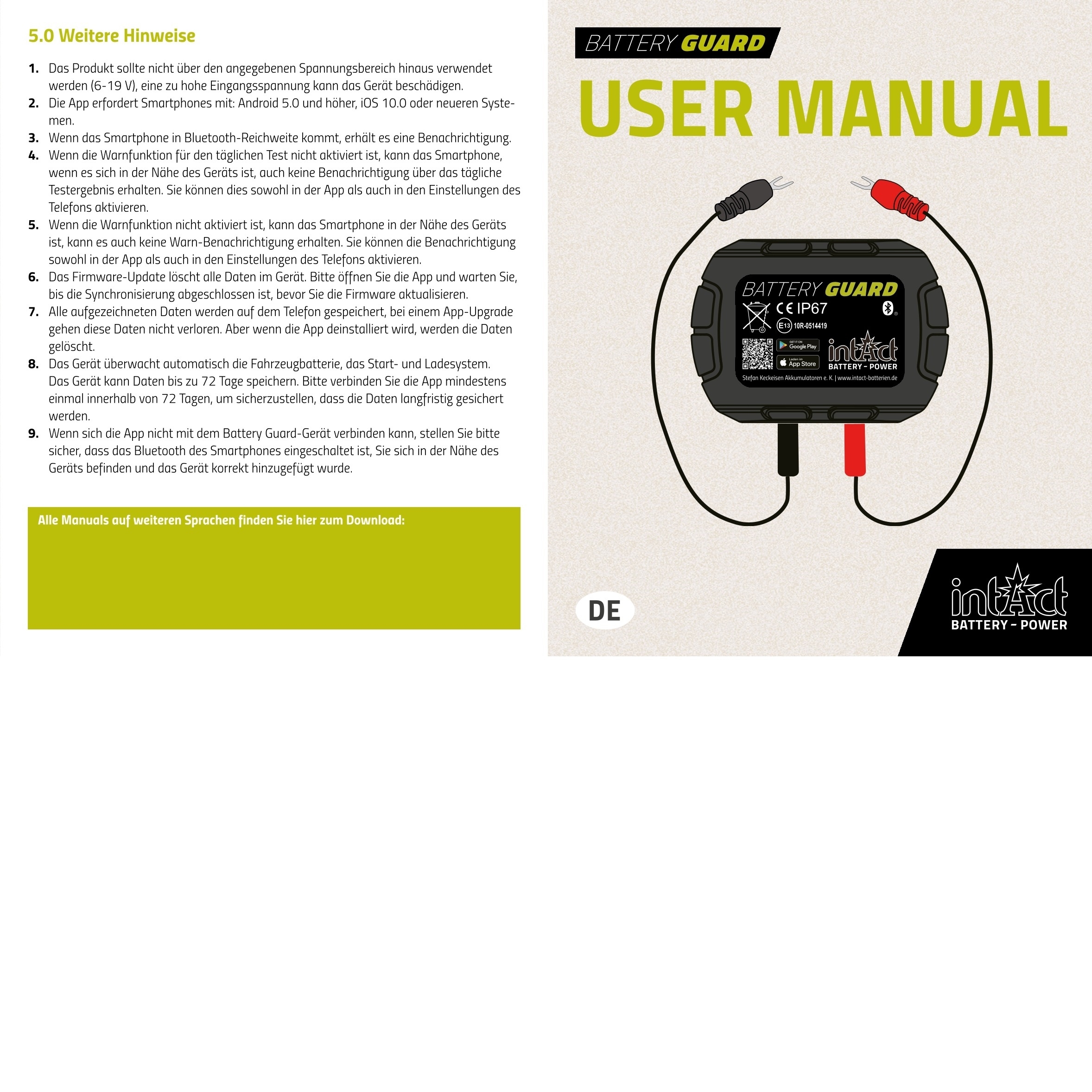 Intact Battery Guard (Bluetooth) für 12 Volt Batterien