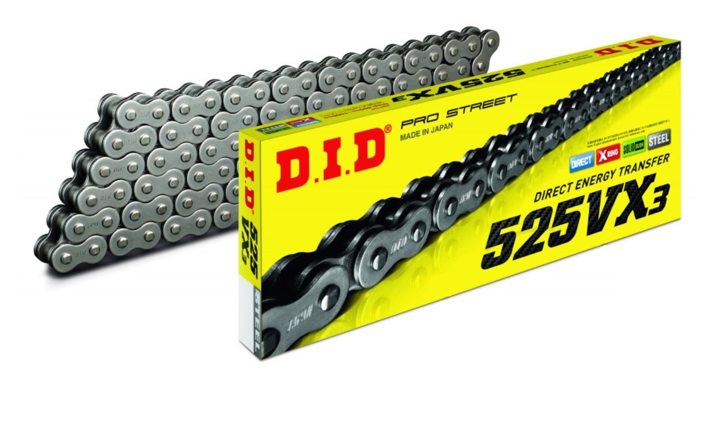 DID VX3 Motorrad X-Ring Endloskette 525 Teilung 116 Glieder geschlossen