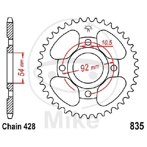 JT Kettenrad 49Z 428 Teilung Innen-Ø 54 mm für Yamaha RD80LC 2 RD125LC SR125