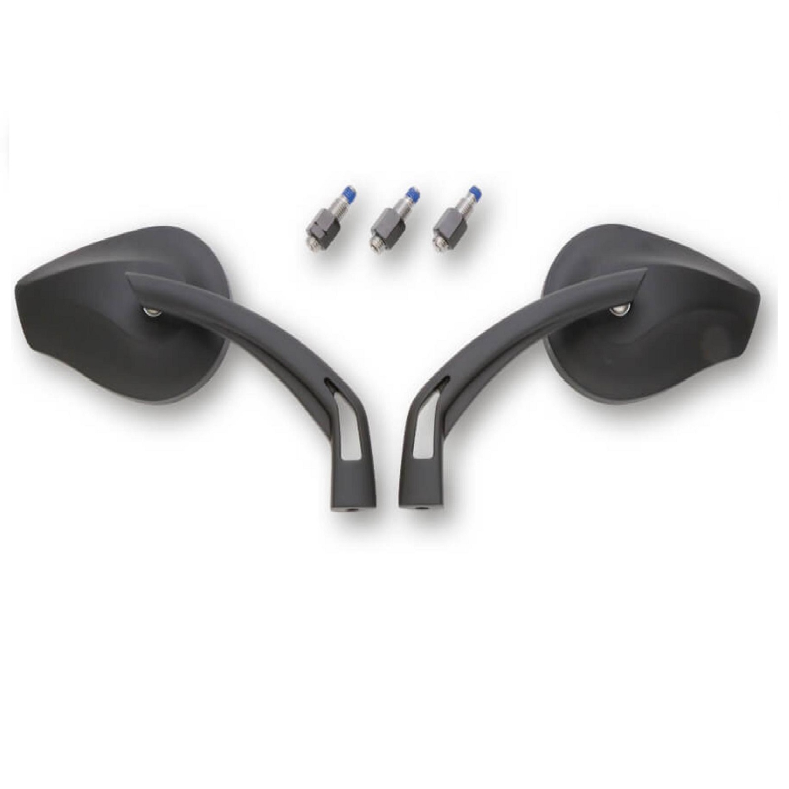 Spiegelpaar passt für viele Fahrzeuge aus Aluminium in schwarz mit M10 Gewinde Beidseitig montierbar