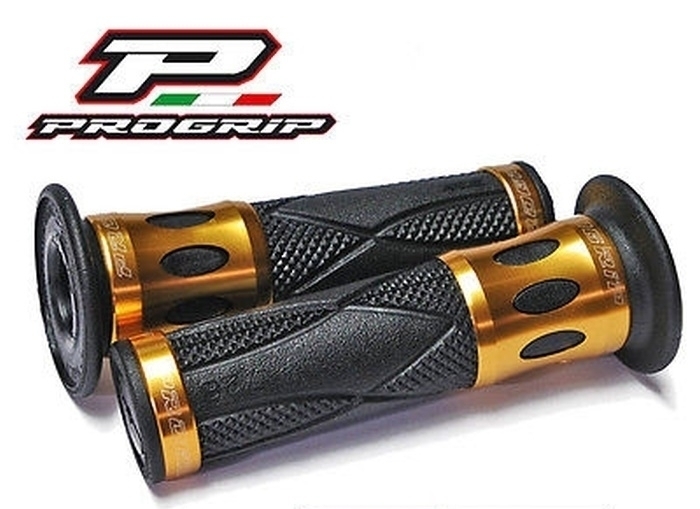 Progrip Roller Motorrad Griffgummis 728.11 schwarz / gold mit Aluring