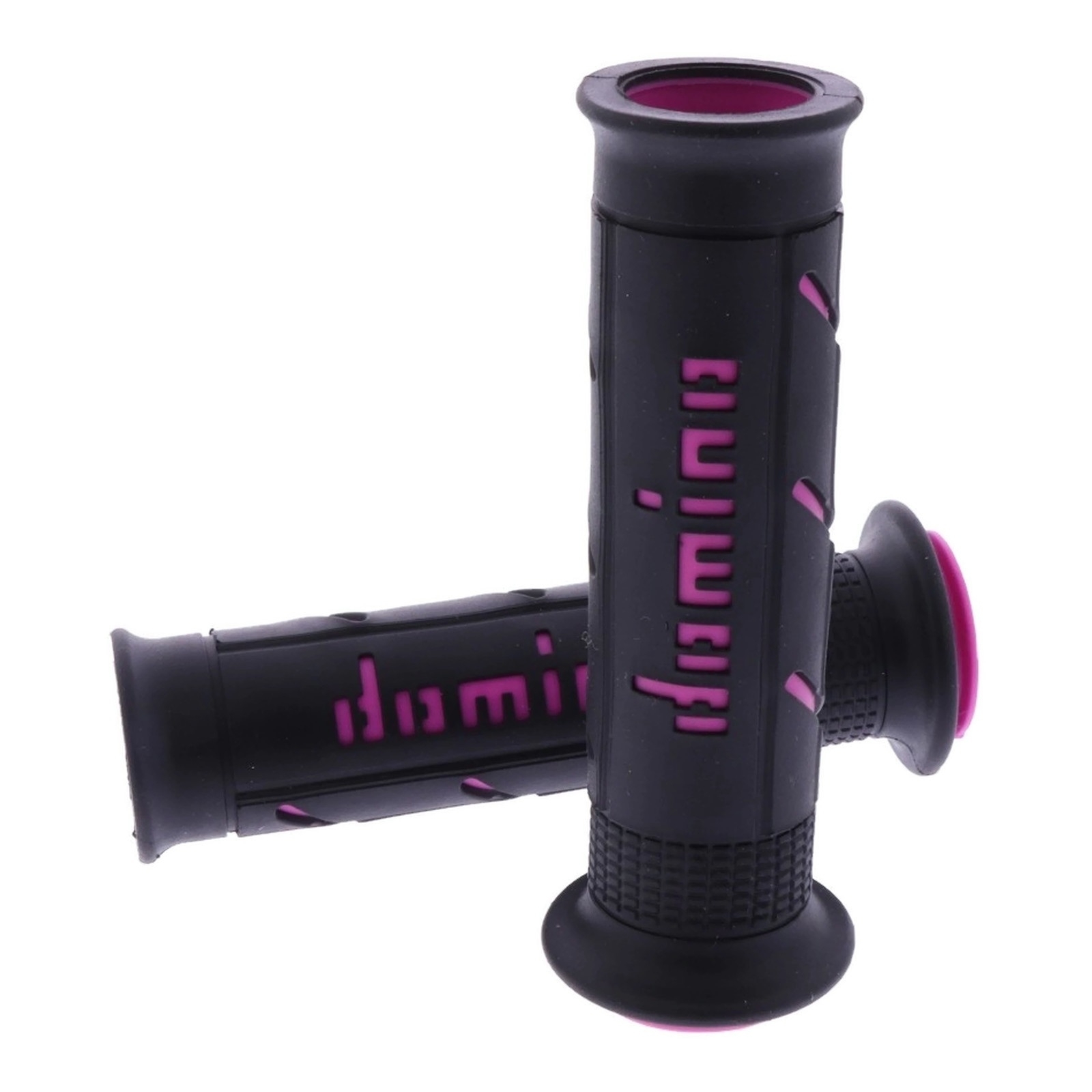 Domino Zweikomponenten Griffgummi Paar Schwarz-Fuchsia 22/26mm für Straßenmotorräder Roller
