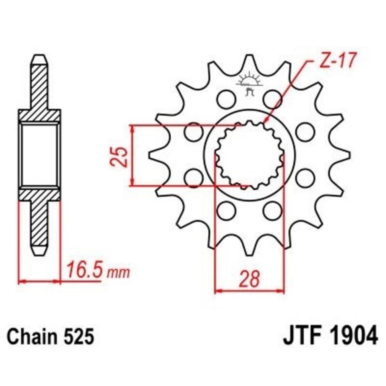 JT Ritzel 17Z Teilung 525 JT Sprockets JTF1904.17RB