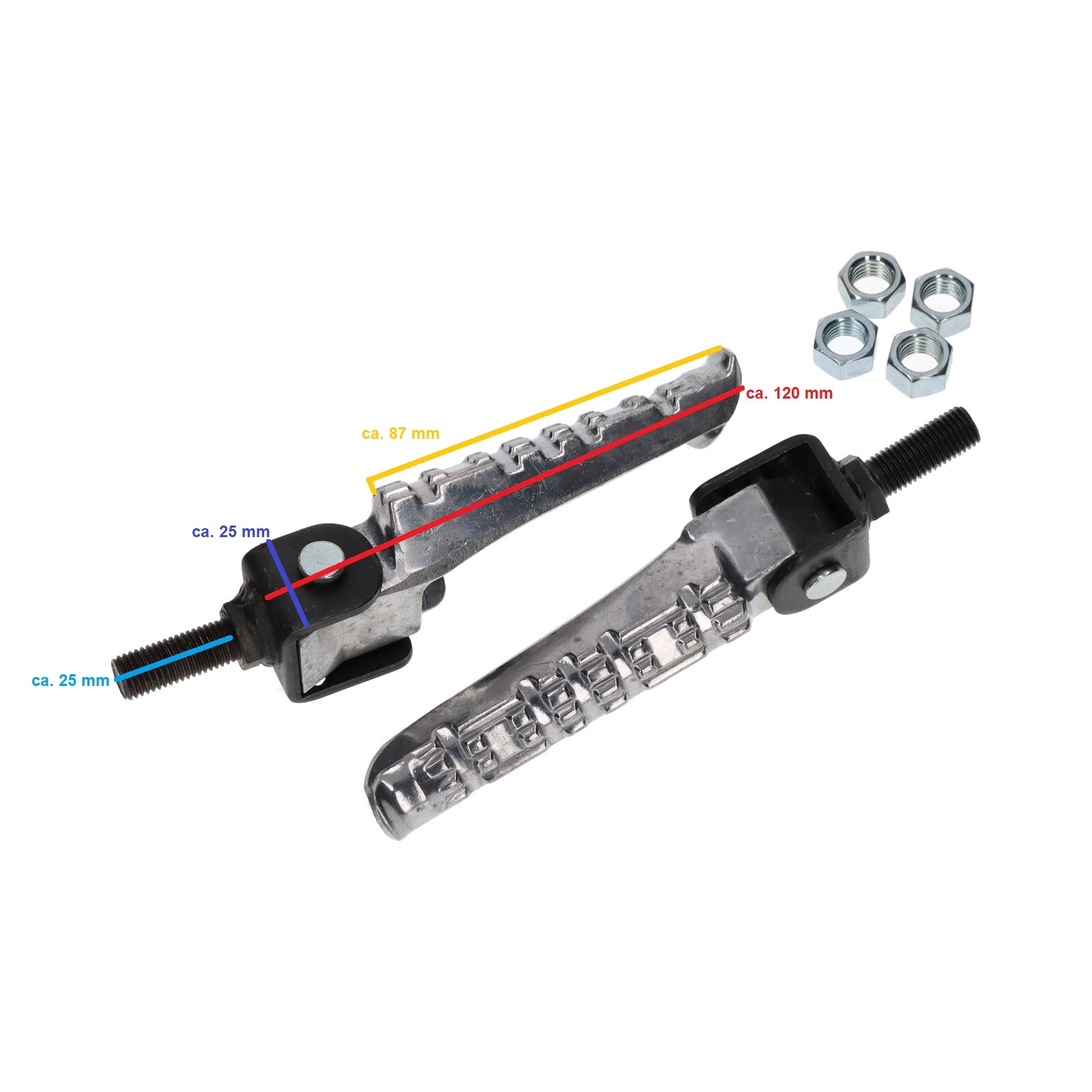 Sozius Fußrasten Universal hinten für MZ ETZ Simson Suzuki Yamaha klappbar