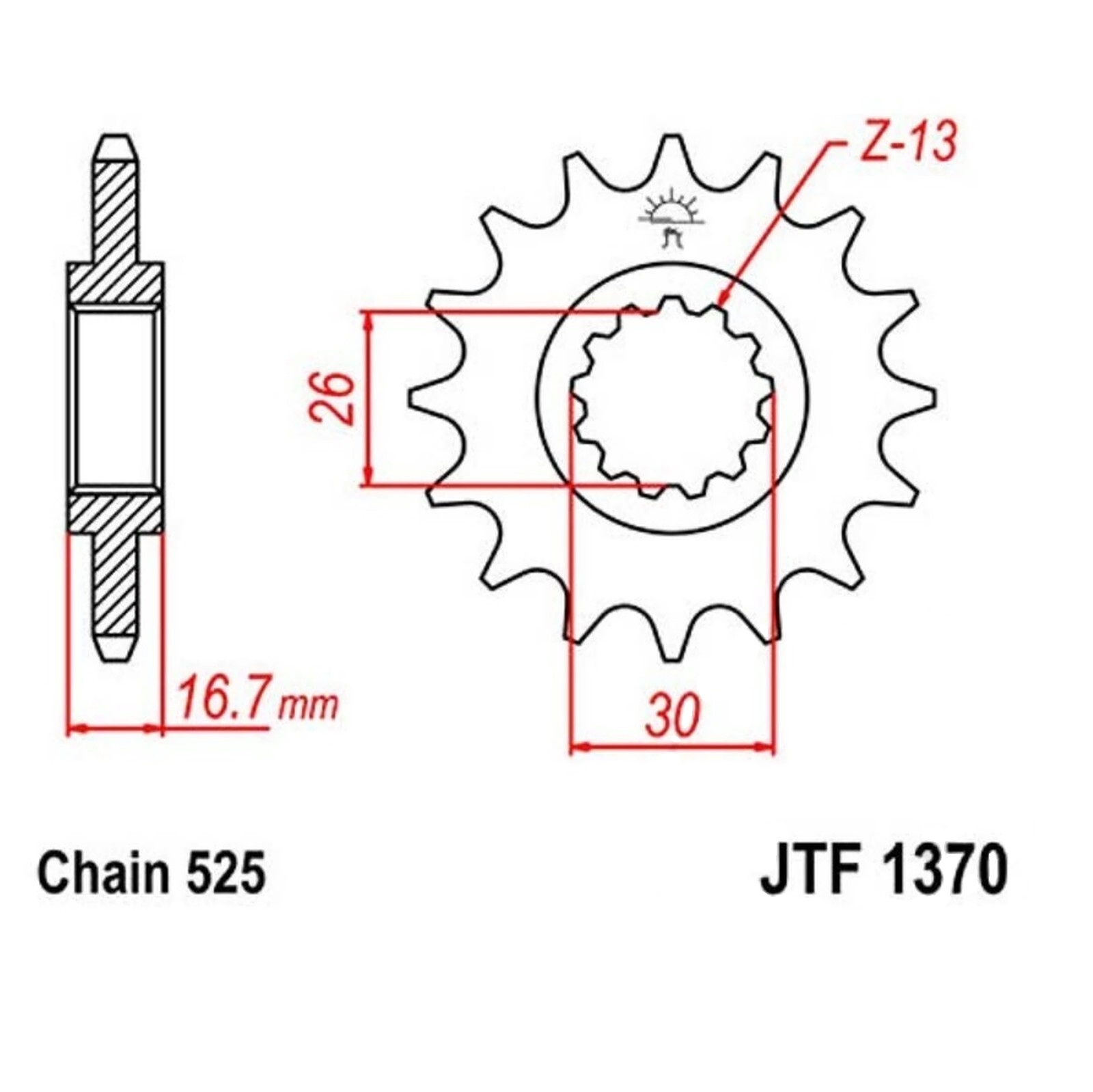 JT Ritzel 14 Zähne Teilung 525 / 1370.14 JT Sprockets