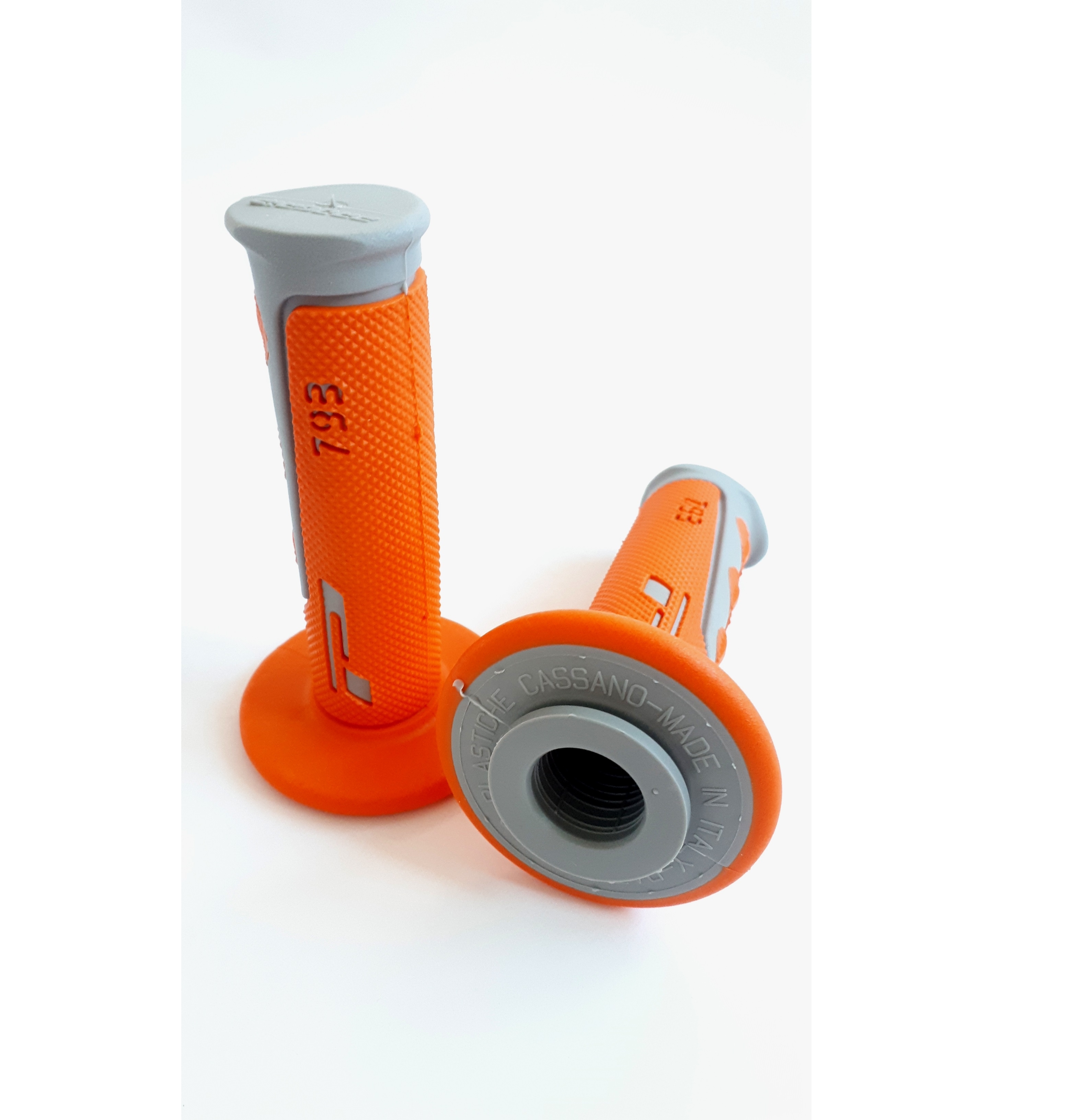 Progrip Supermoto Griffgummi Grau-Orange 22mm Moto Cross Enduro MX Bike Griffe