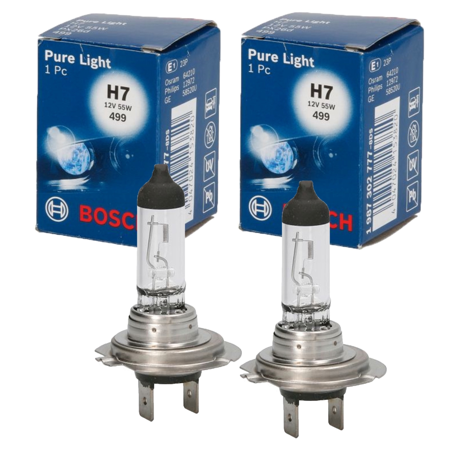 2x Original BOSCH Pure Light Glühlampe Halogen H7 12V 55W PX26D Glühbirne PKW