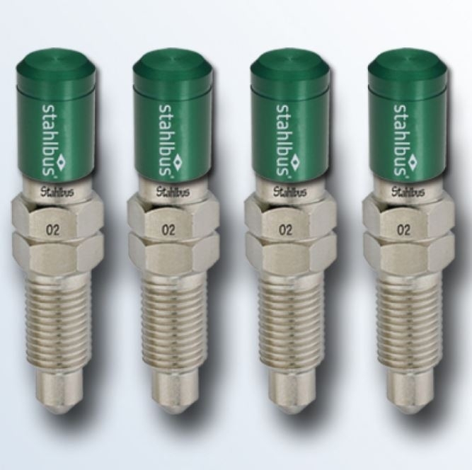 4x stahlbus Entlüfterschraube Entlüftungsventil 3/8 Zoll-24UNFx22 mm + Alukappen Grün