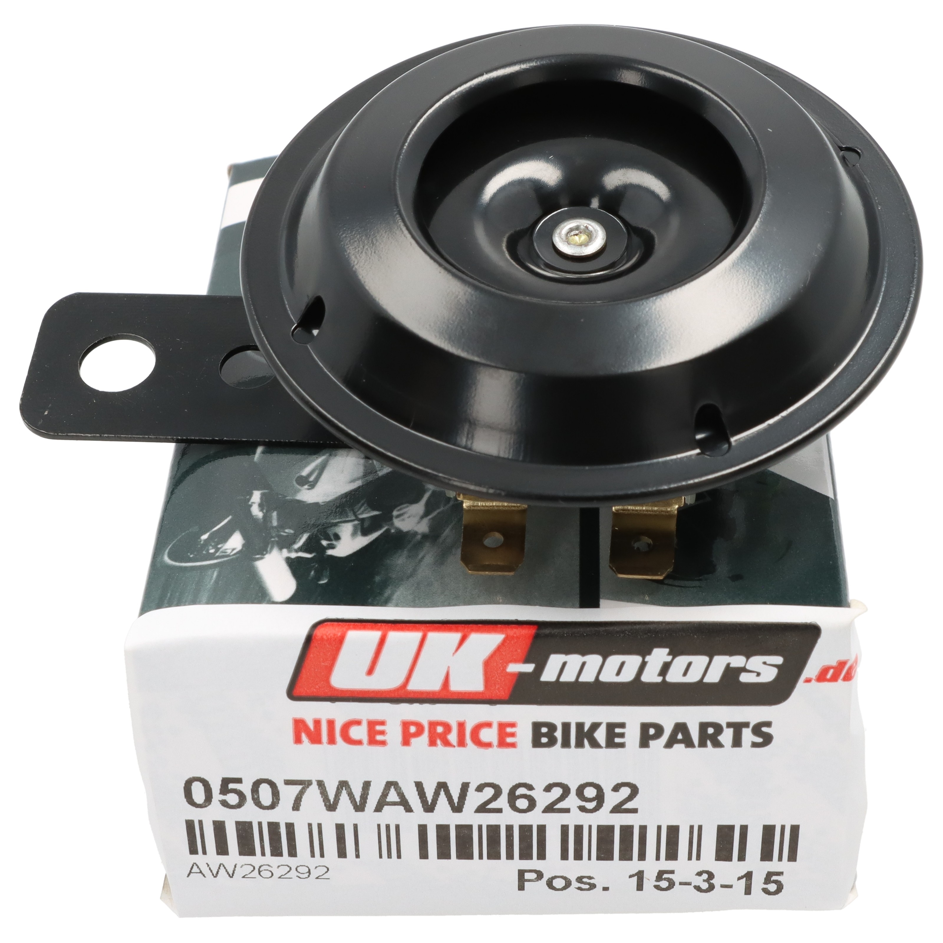 Motorrad Hupe schwarz, 12 Volt, 70 mm
