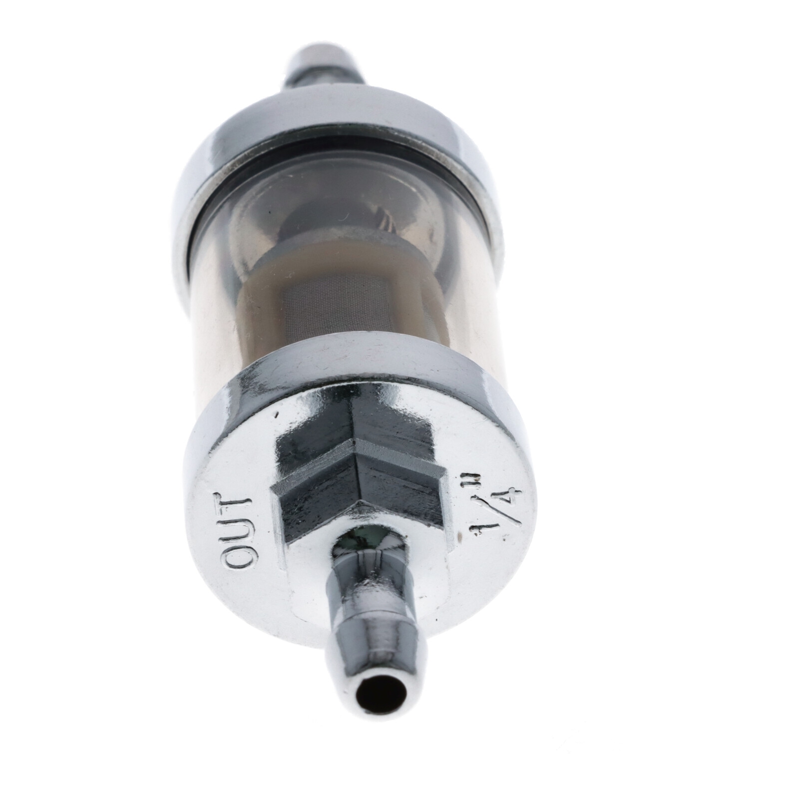 Universal Benzinfilter chrom 8mm High Flow mit Schauglas für Motorräder