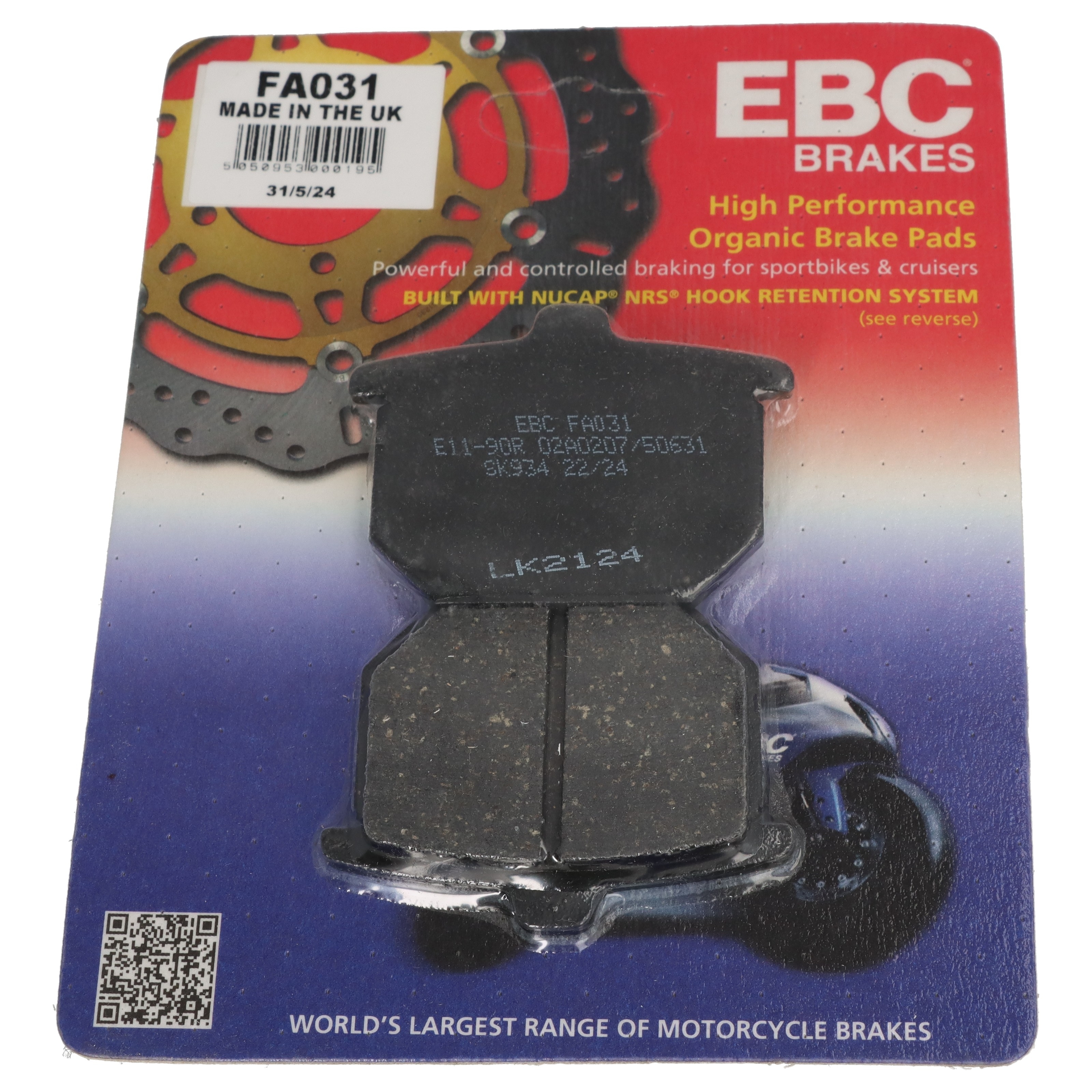 EBC FA031 Bremsbeläge vorne hinten für Honda GL1100 1980 CB750 F 1977-81 CB400 1980 CB900 1979-80 CX500