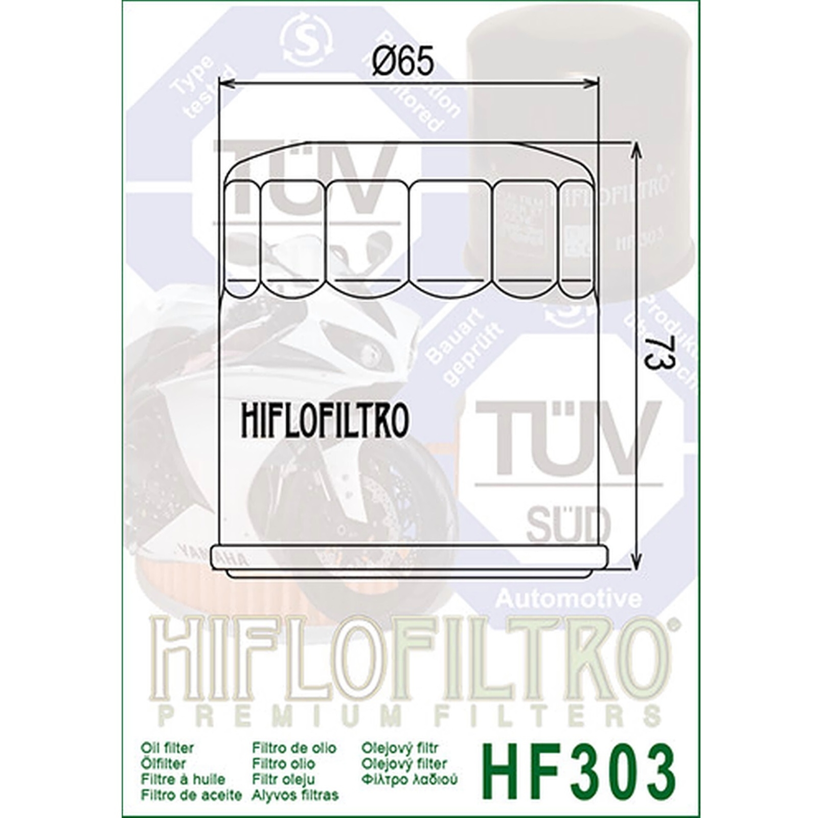 HIFLO HF303 Ölfilter für Honda CB CBR Yamaha FZR XJ XJR Kawasaki EN ER6 KLE VN Polaris