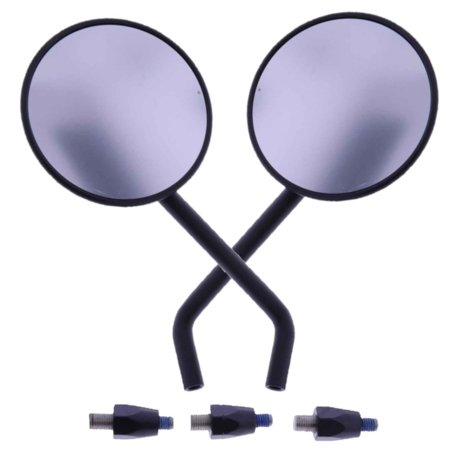 Spiegelpaar universell für viele Fahrzeuge aus Kunststoff in schwarz mit M10 Linksgewinde Beidseitig montierbar