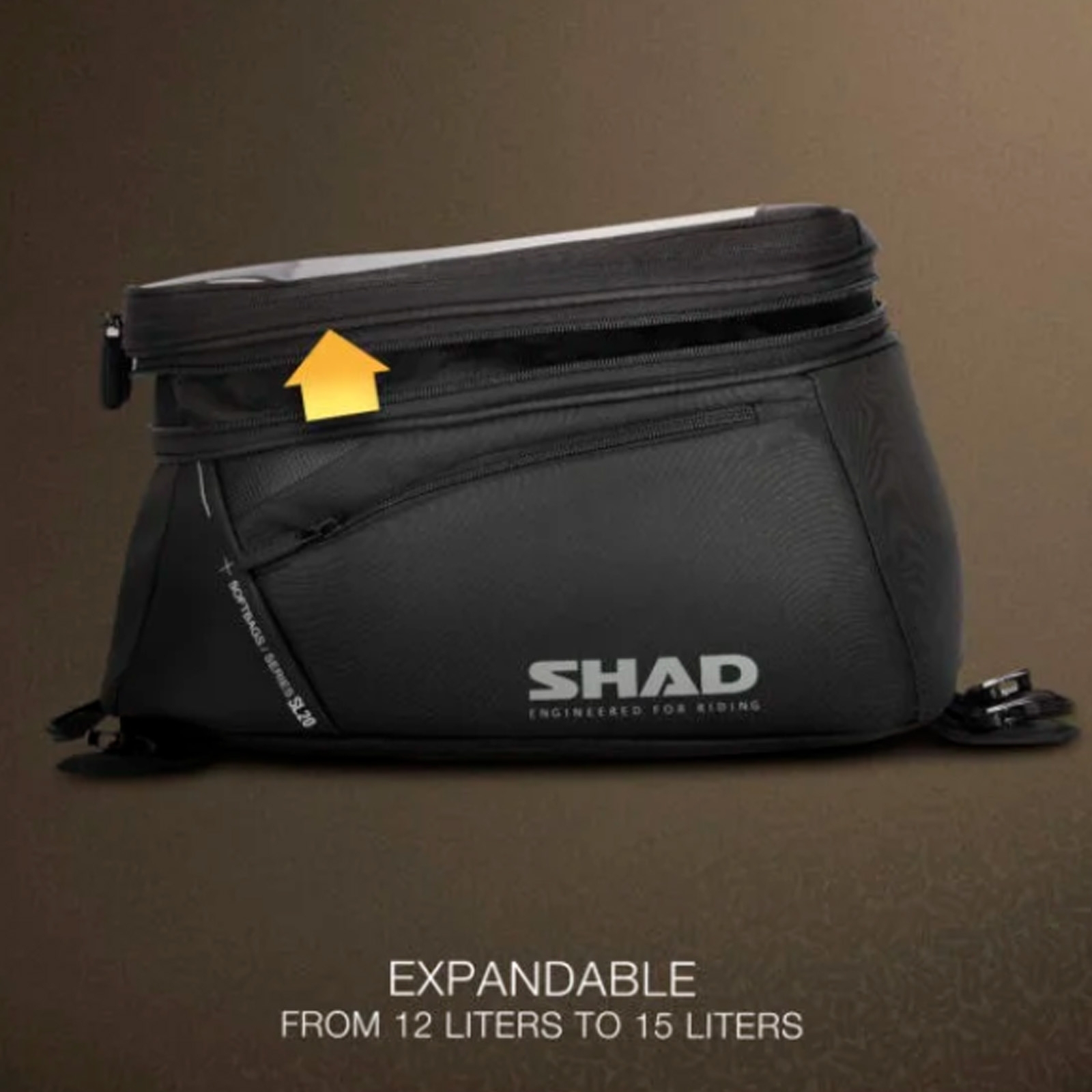 SHAD X0SL201F Tankrucksack 12-15 Liter SL20 26x36x20/25 cm Motorrad Rucksack mit Tragegriff