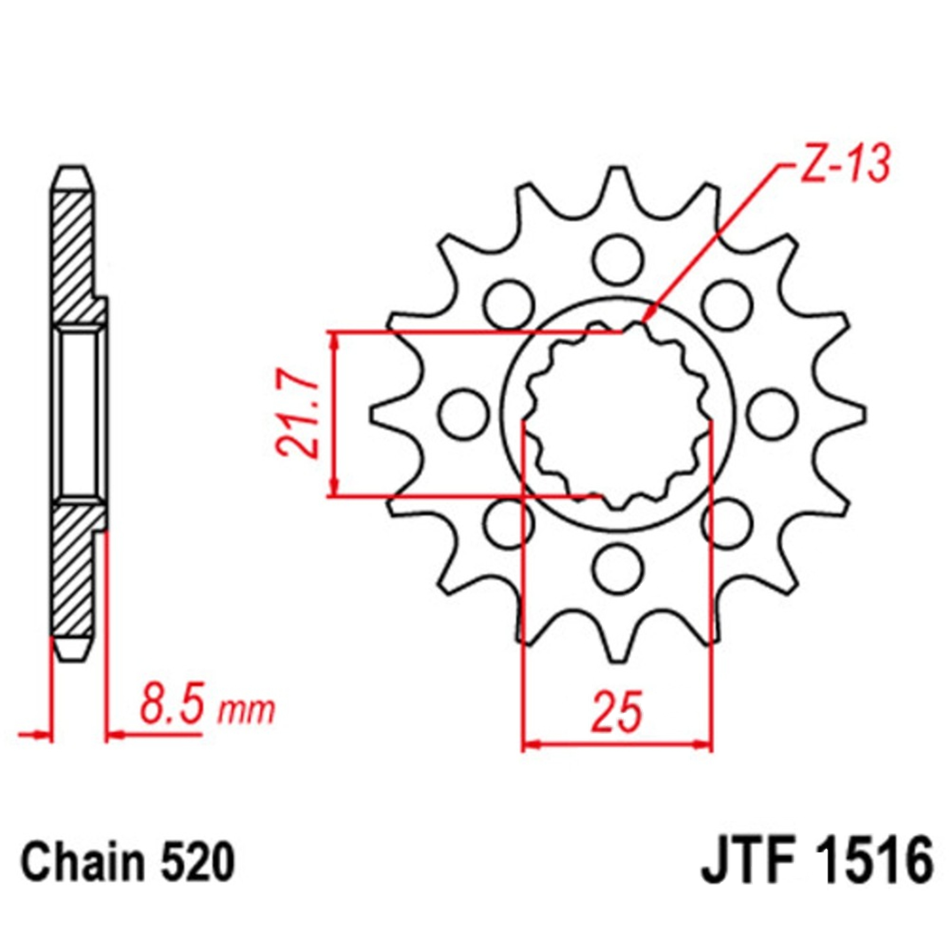JT Ritzel RAC 15Z Teilung 520 JT Sprockets JTF1516.15