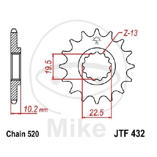 JT Ritzel RAC 13 Zähne Teilung 520 / 432.13SC JT Sprockets