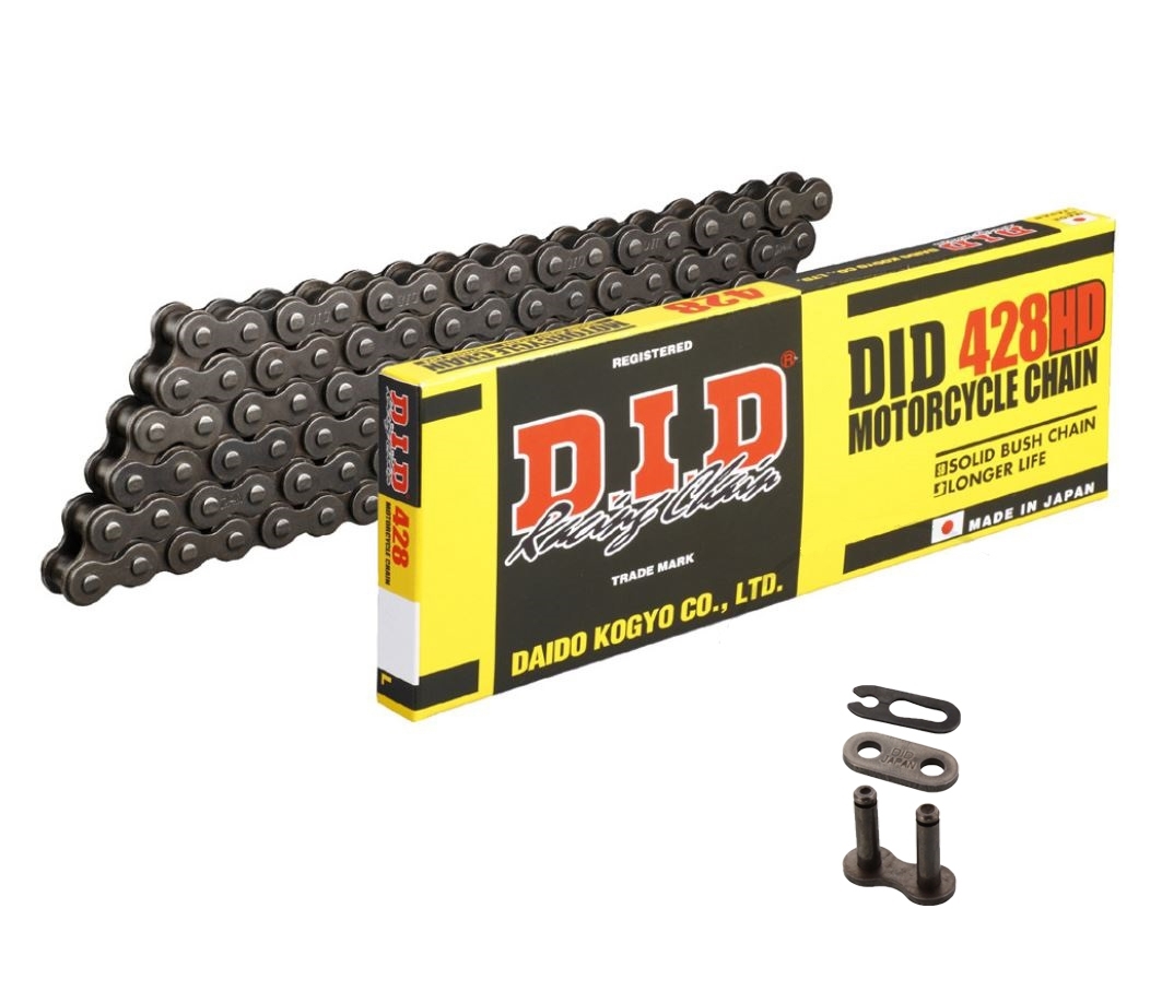 DID HD Motorrad Antriebskette offen Teilung 428, 134 Glieder mit Clipschloss