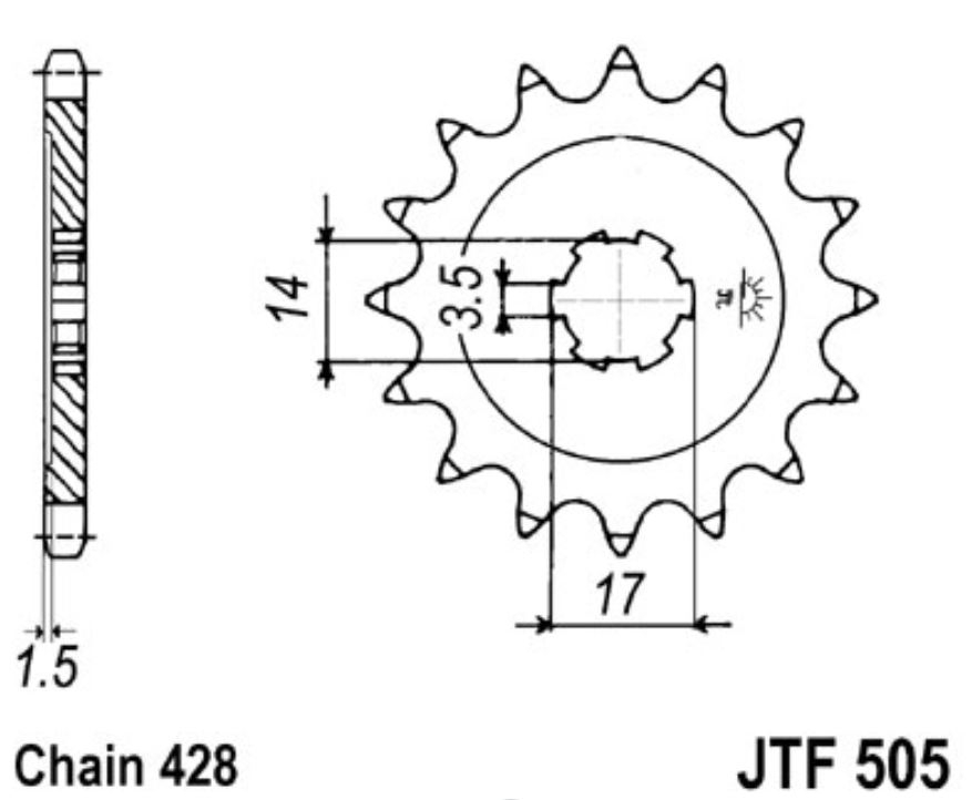 JT Ritzel 15 Zähne  Teilung 428  / 505.15