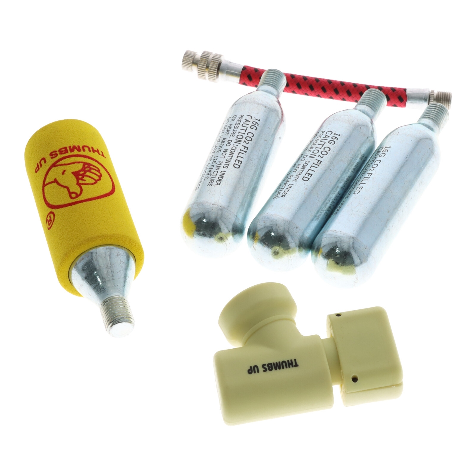 CO² Fahrrad Minipumpe inkl. 3 Ersatzkartuschen à 16g + Kälteschutz Fahrradpumpe