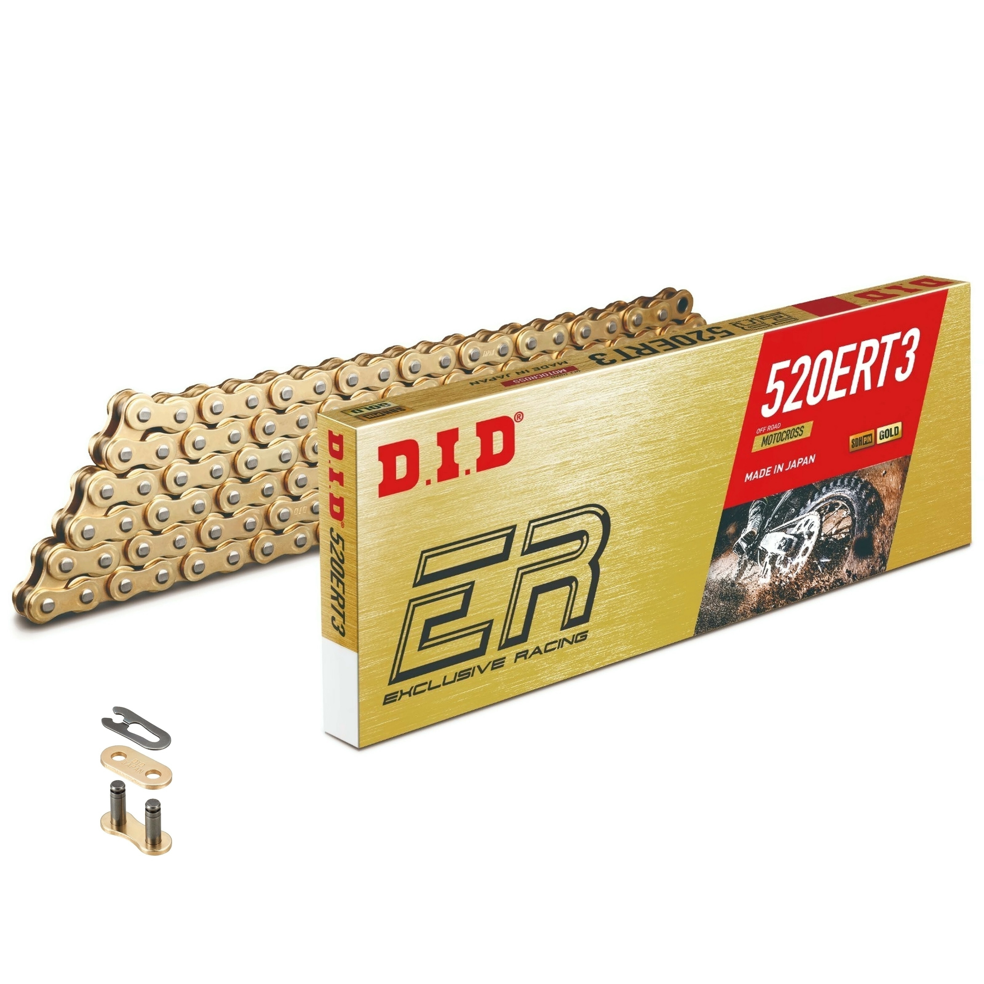 DID Standard-Kette ERT3 gold / gold 520 Teilung 116 Glieder offen mit Clipschloss DID520ER32GG/116RB