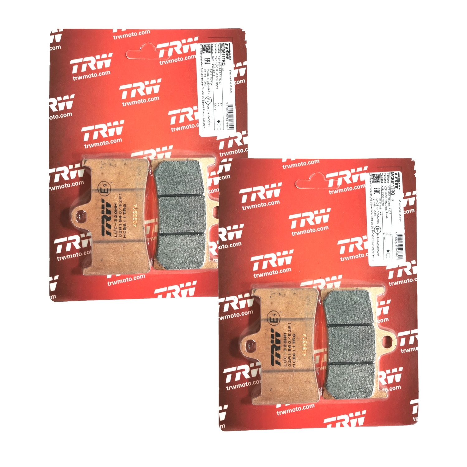 2x TRW MCB611TRQ Bremsbeläge vorne für Yamaha BT FZ1 FZS MT XJR XP XT XV YZF-R1 YZF-R6