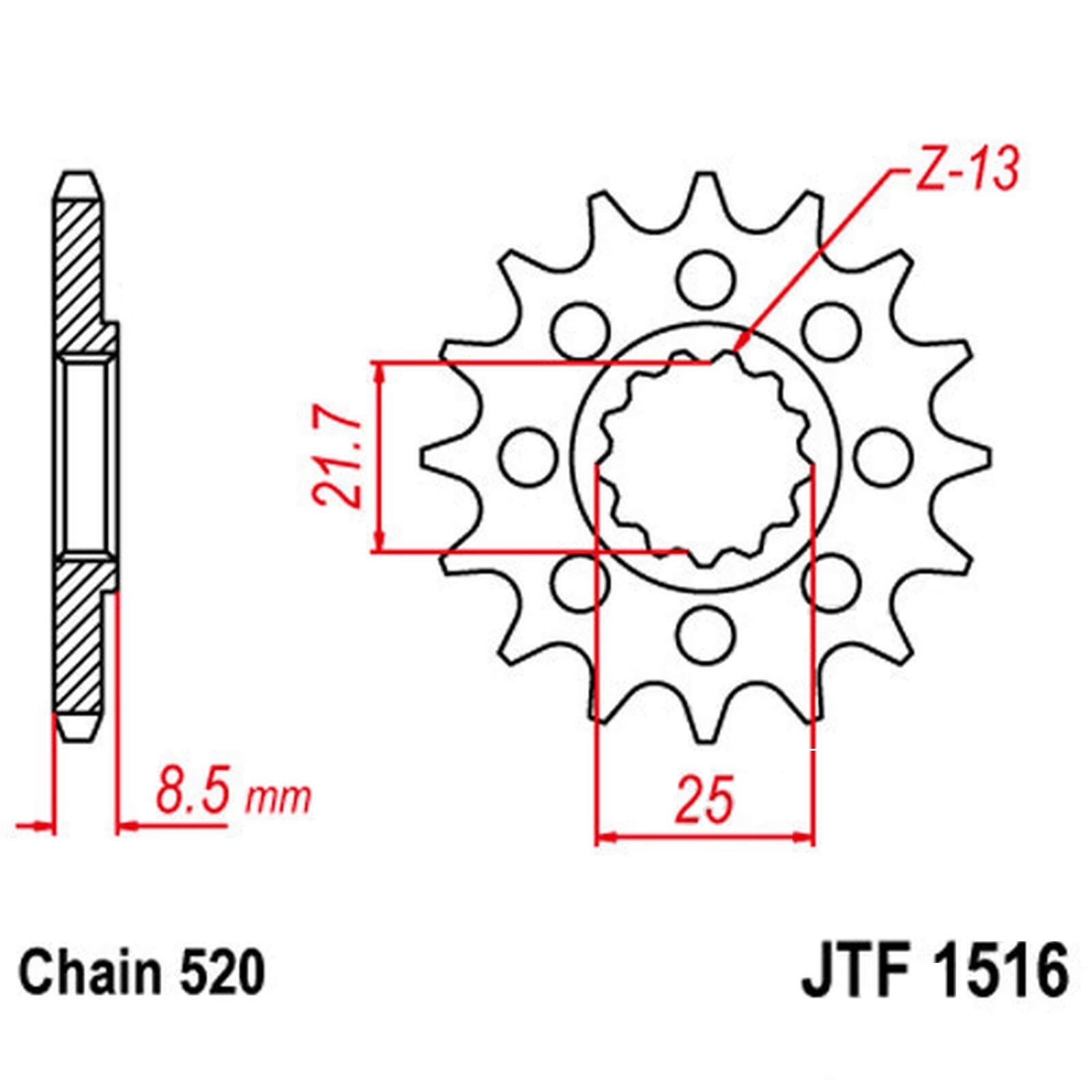 JT Ritzel RAC 17Z Teilung 520 JT Sprockets JTF1516.17