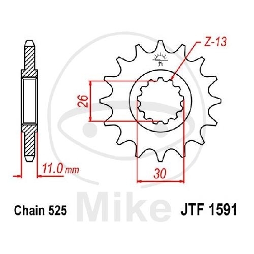 JT Sprockets Ritzel 16 Zähne 525 Teilung Innendurchmesser 26/30 JTF1591.16