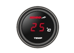 KOSO Coin-Thermometer mit ROTER Anzeige für Öl- oder Wassertemperatur 0-120° C mit Temperaturwarnung BA067R10