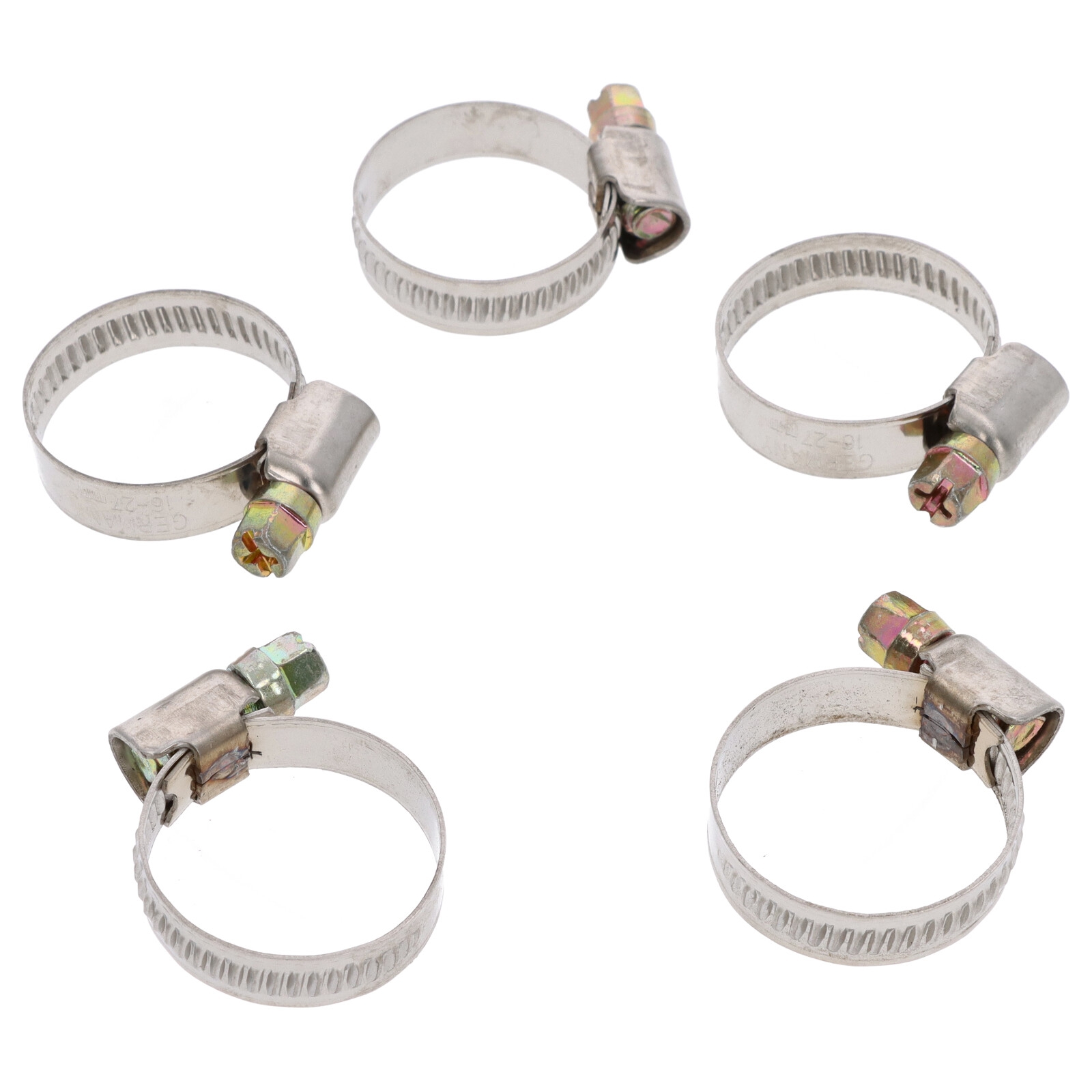 5x Schlauchklemme Spannbereich 16-27mm 9mm Rohrschelle Binder Schlauch W2 DIN3017
